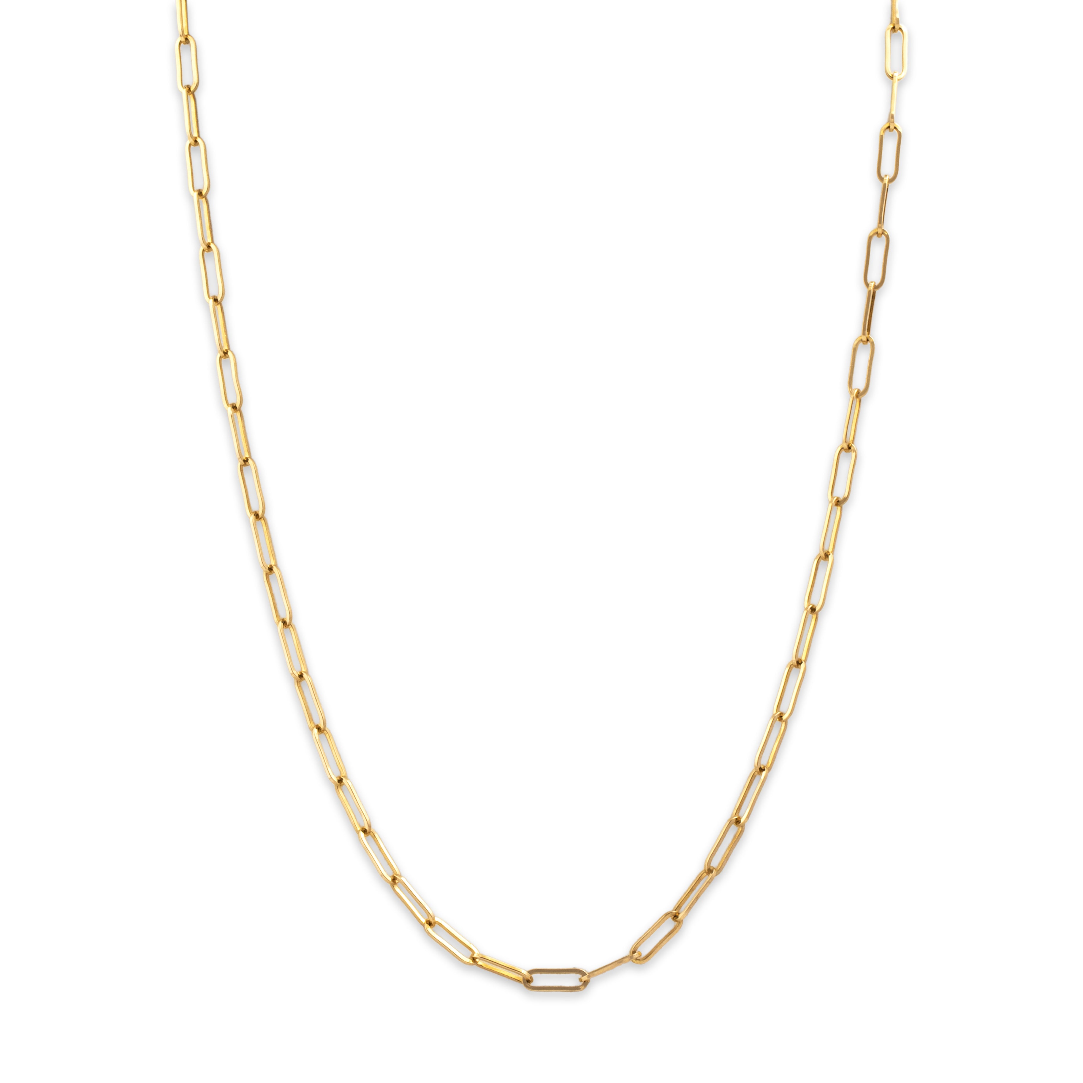 Vintage Italian 14k Yellow Gold Everyday Paperclip Link 3.2mm Chain - detail view #1