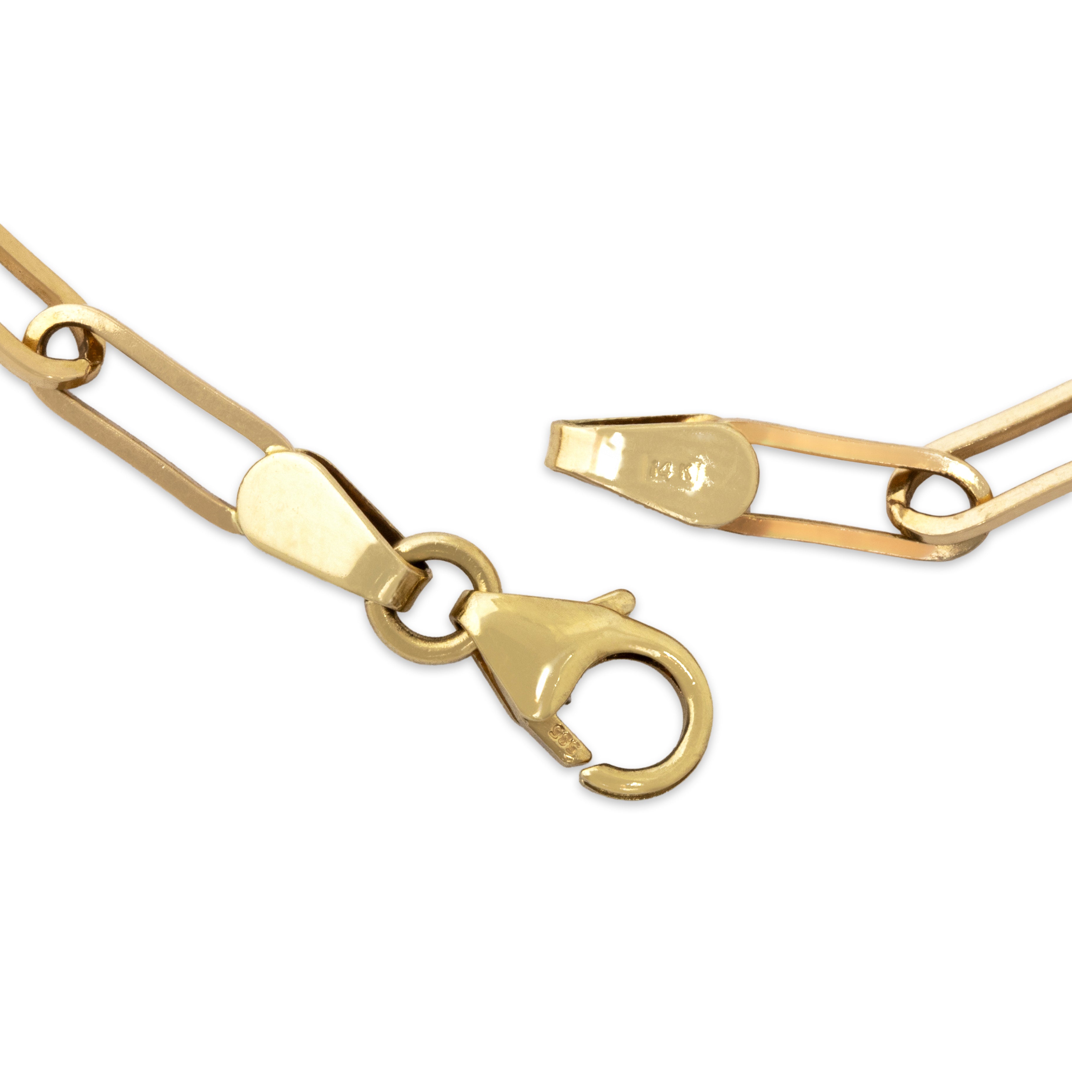 Vintage Italian 14k Yellow Gold Everyday Paperclip Link Necklace 18.25