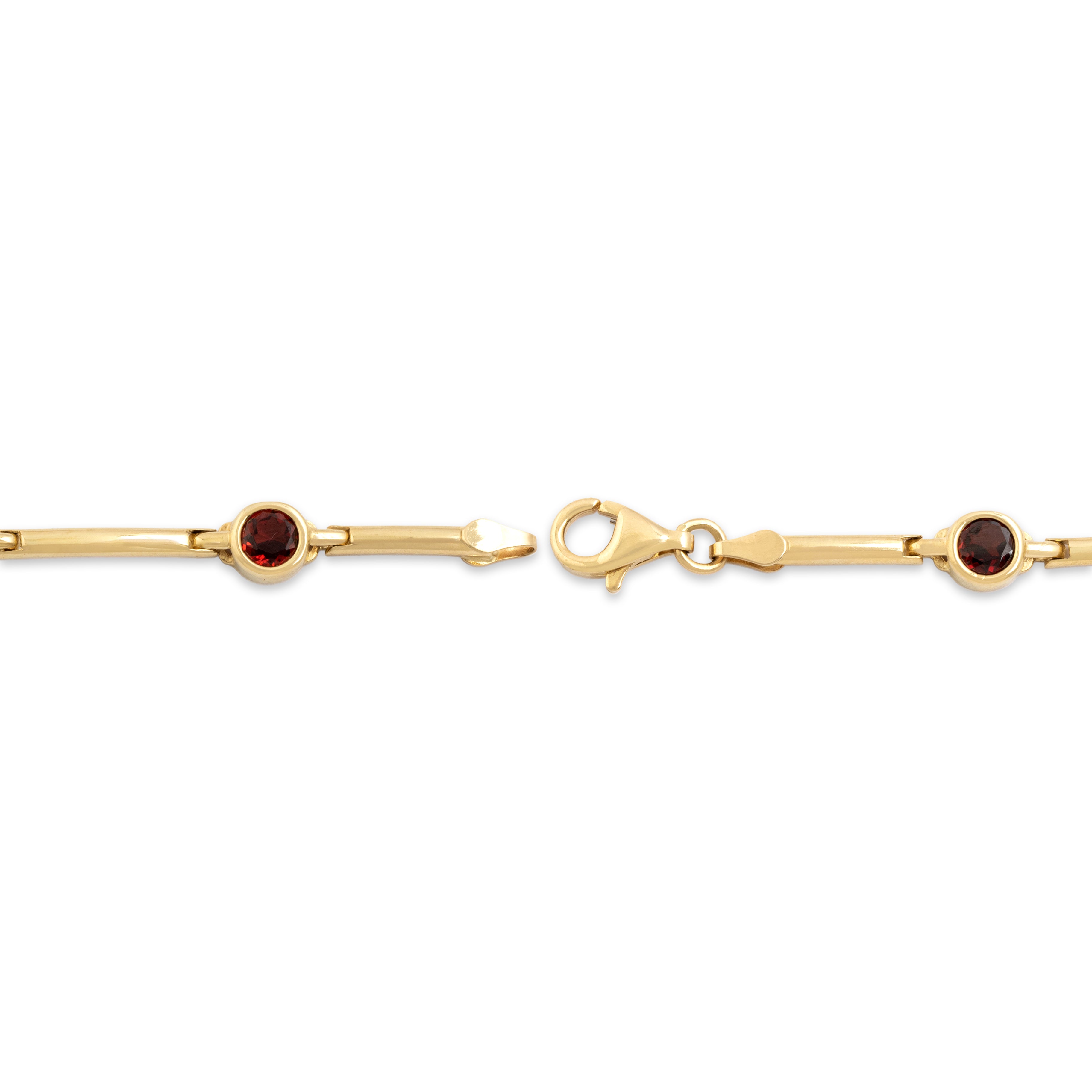 Vintage 14k Yellow Gold .98cttw Garnet .63cttw Blue Topaz Amethyst Stunning Bar Link Station Bracelet - clasp view