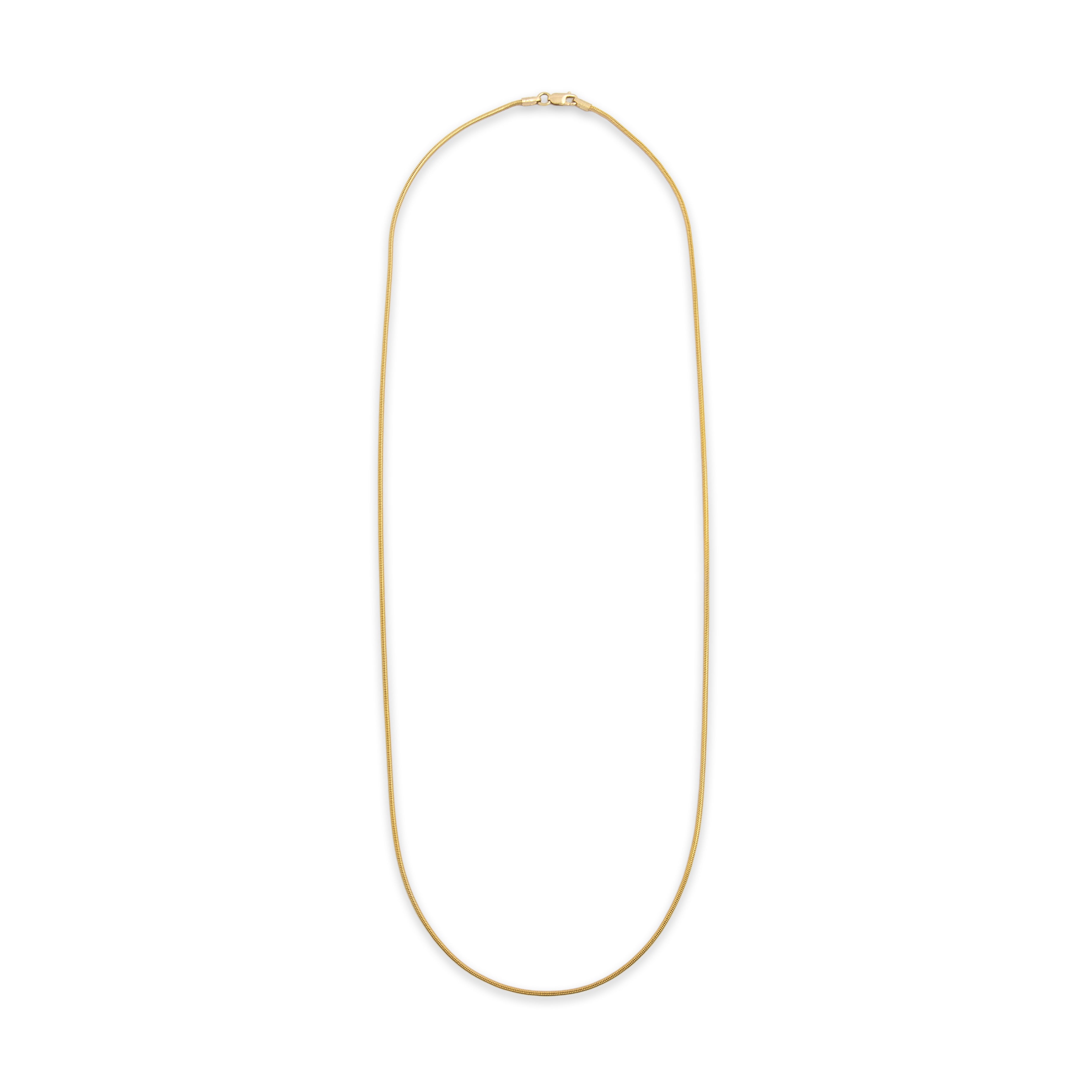 Vintage 14k Yellow Gold Elegant Snake 1.35mm Chain - Overall view