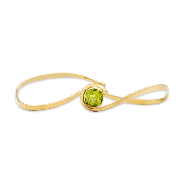 Vintage 14k Yellow Gold 1.23ct Peridot Bright Swirling Bracelet 6.75