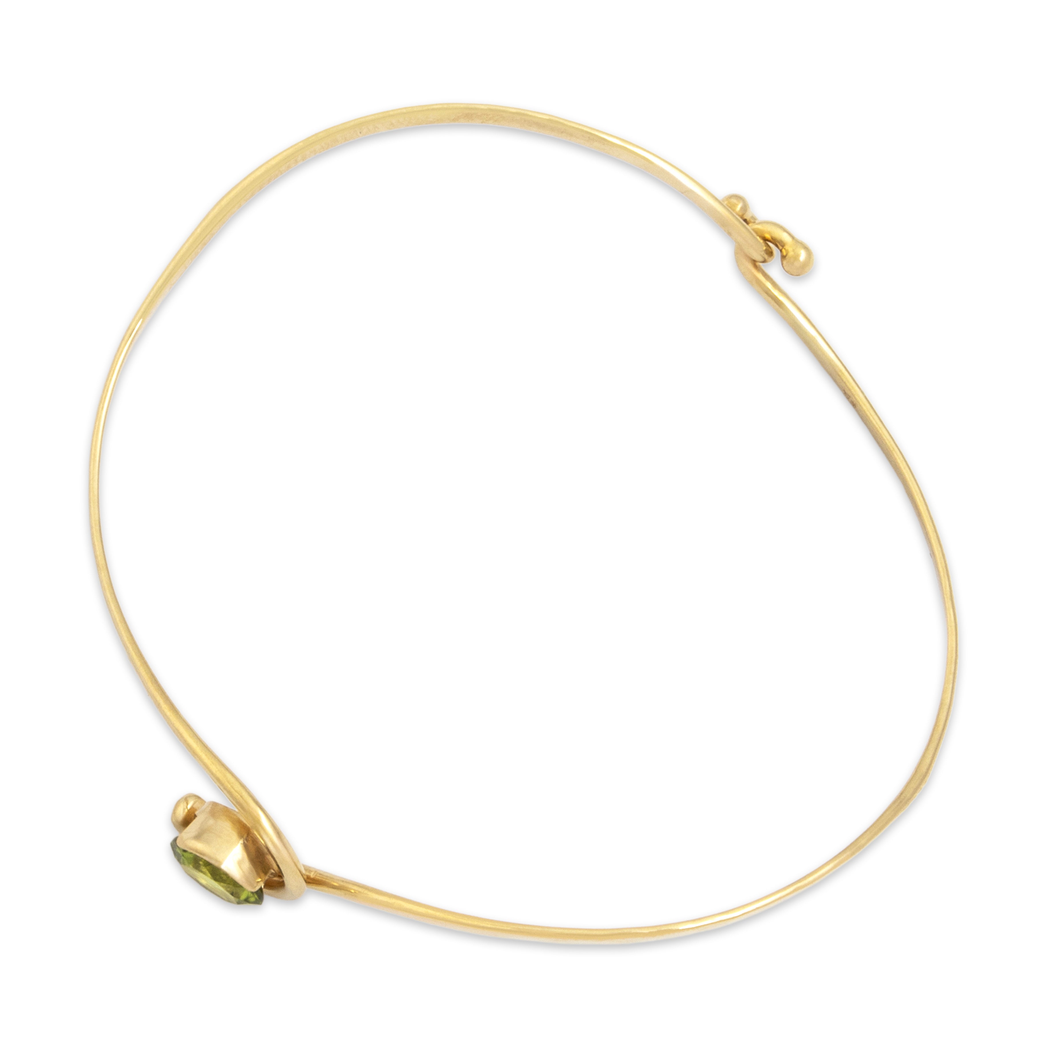 Vintage 14k Yellow Gold Peridot Bright Swirling Bracelet - detail view #1