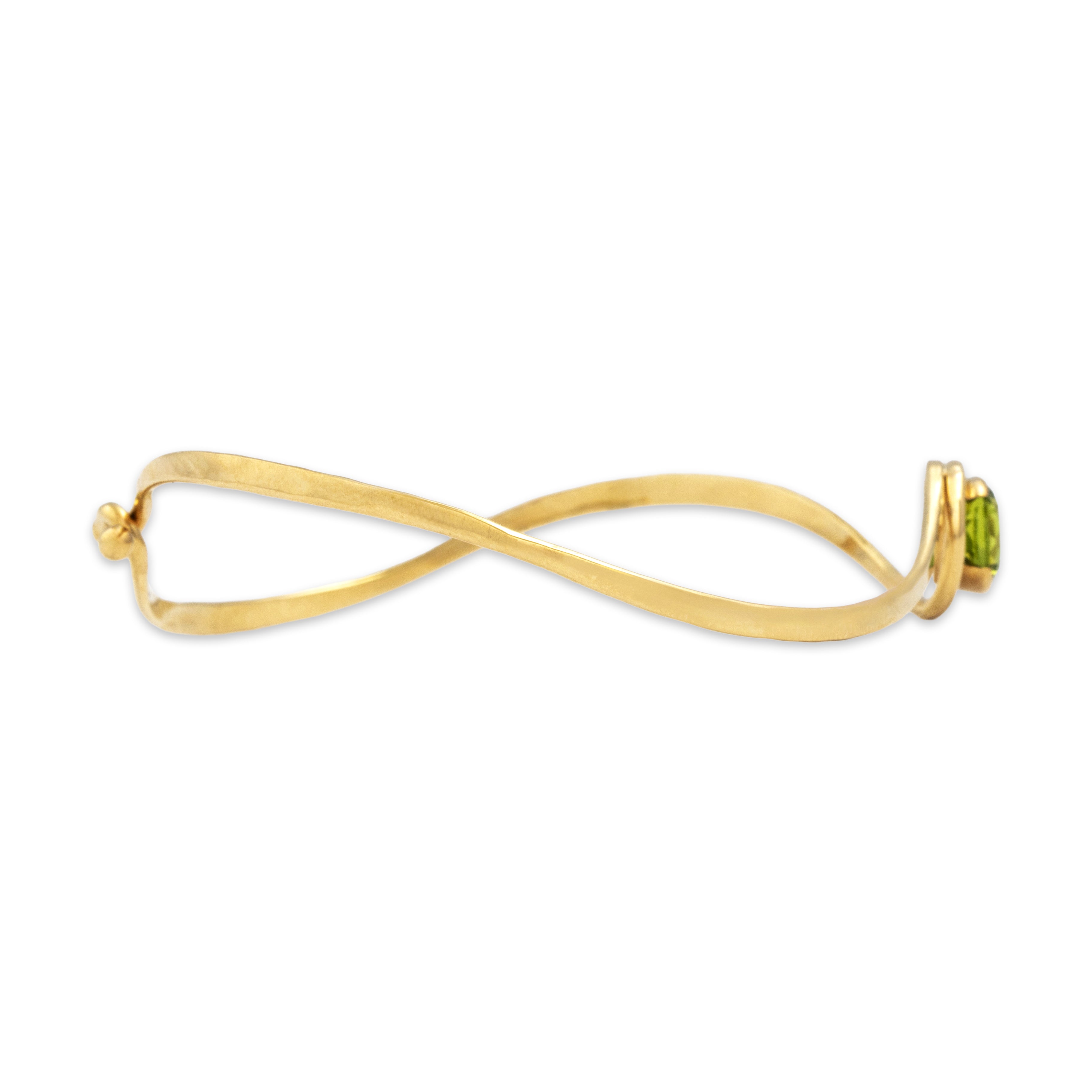 Vintage 14k Yellow Gold Peridot Bright Swirling Bracelet - detail view #3