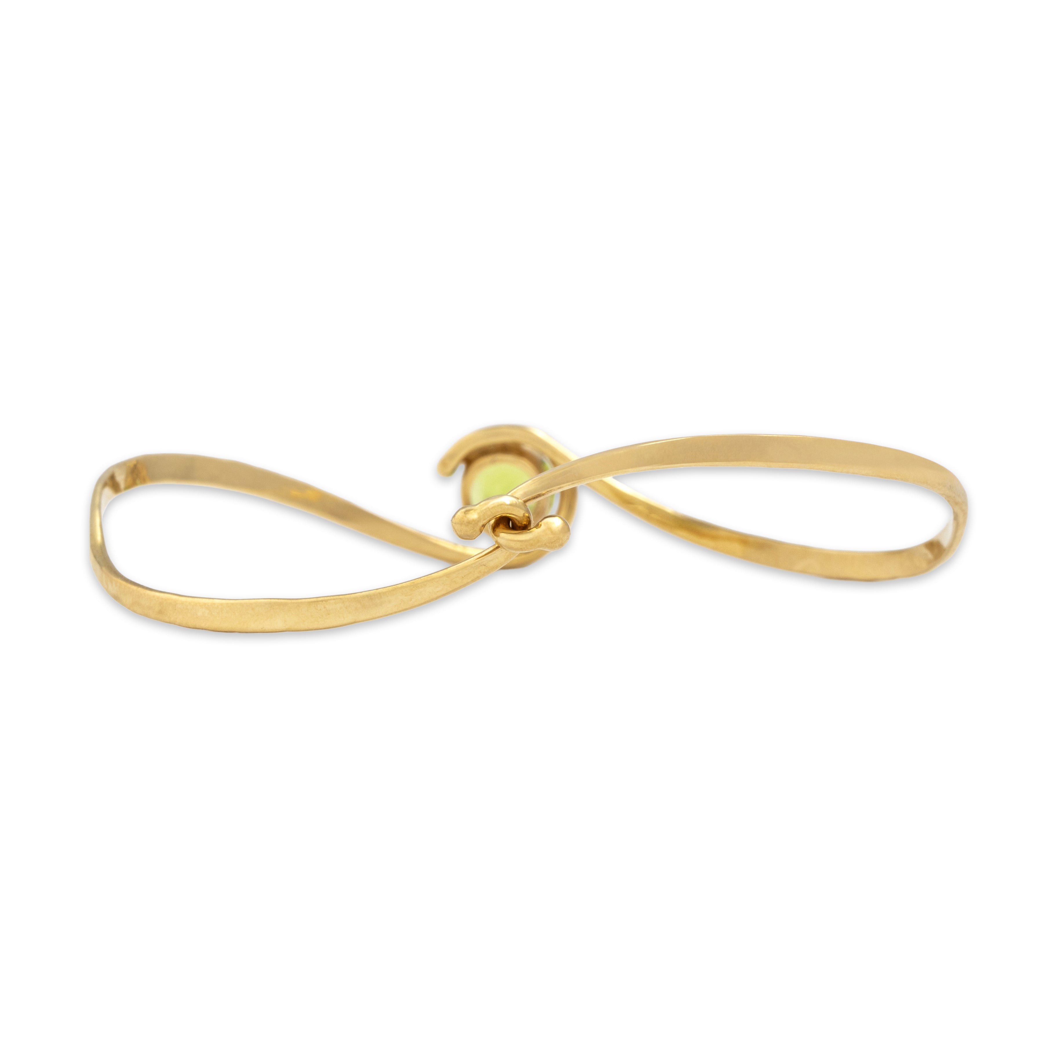 Vintage 14k Yellow Gold Peridot Bright Swirling Bracelet - Back view