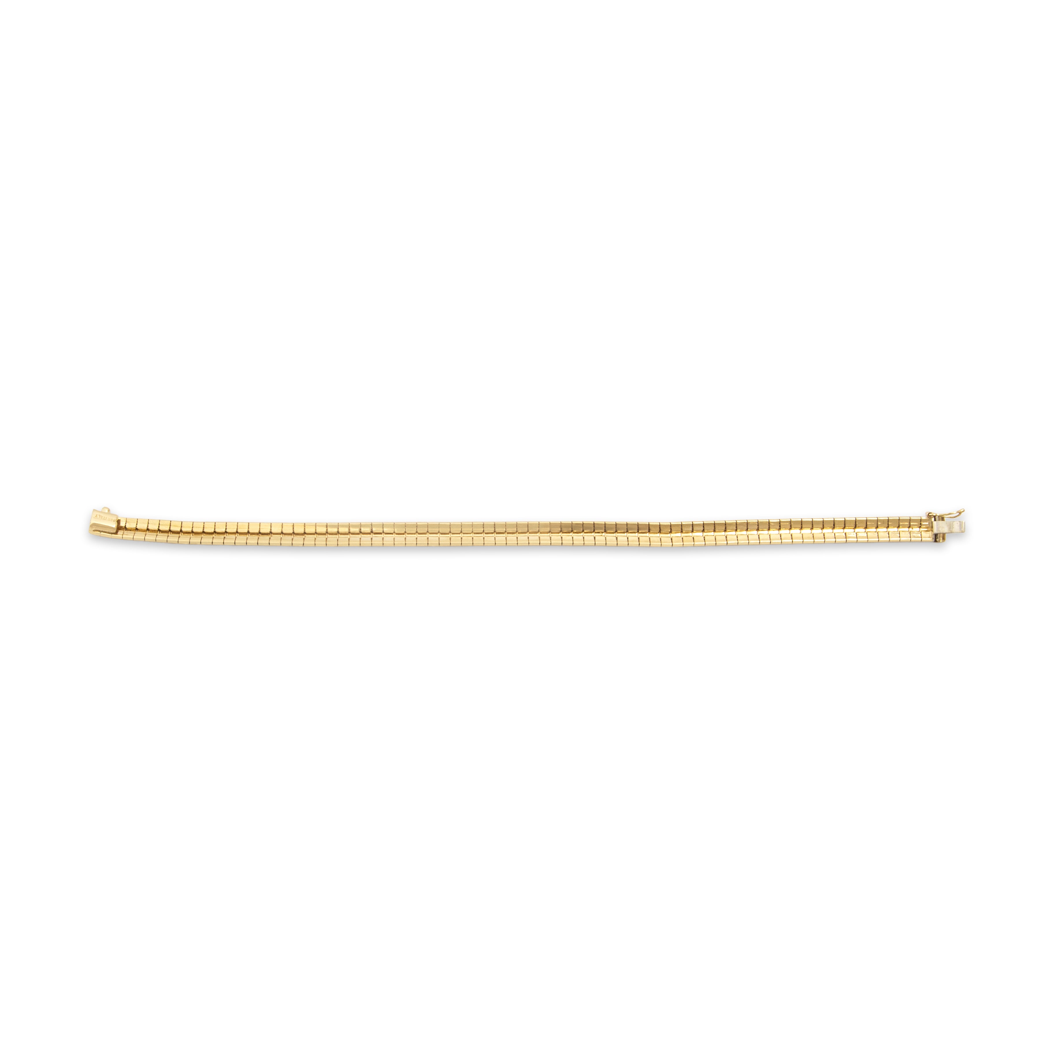 Vintage Italian Substantial Sleek 14k Yellow Gold Omega Link Bracelet - Back view