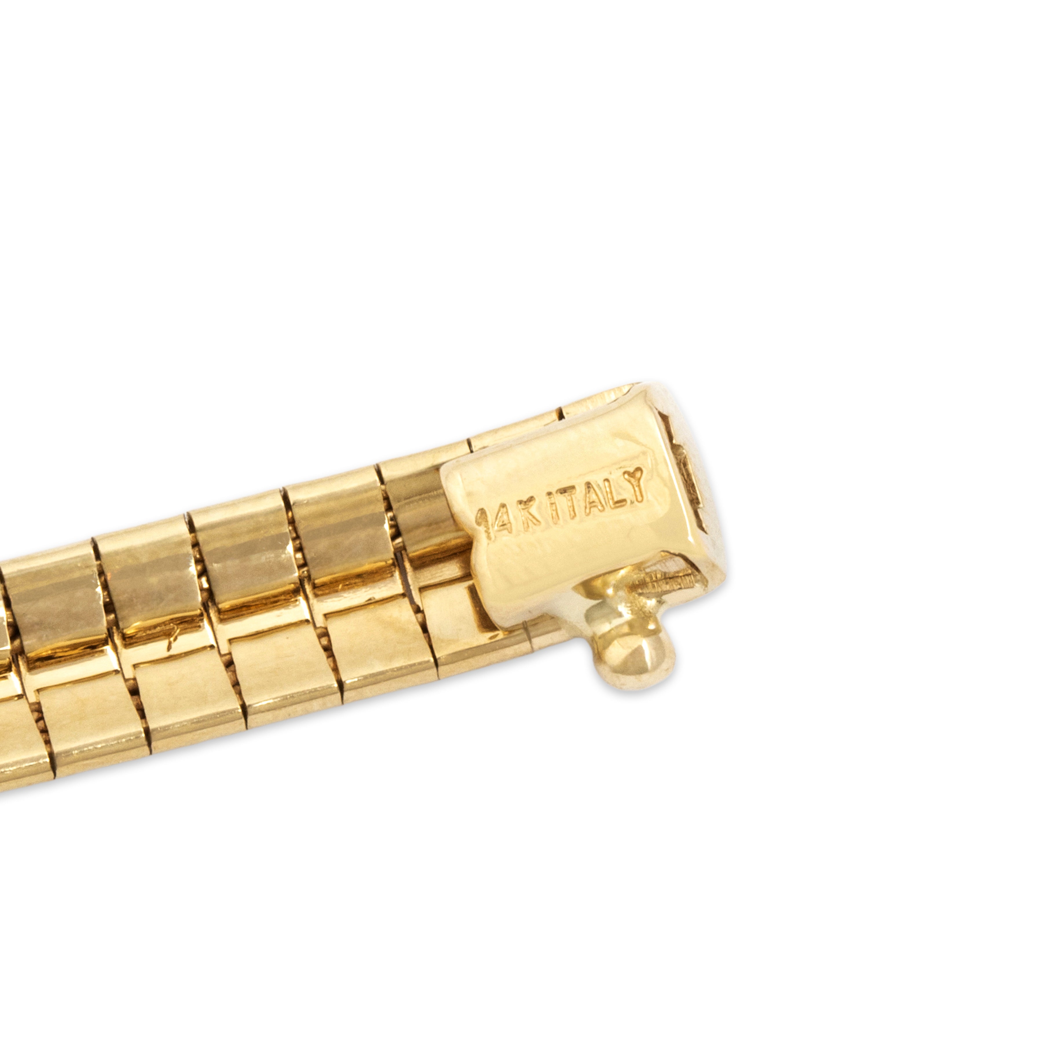 Vintage Italian Substantial Sleek 14k Yellow Gold Omega Link Bracelet - Hallmark view