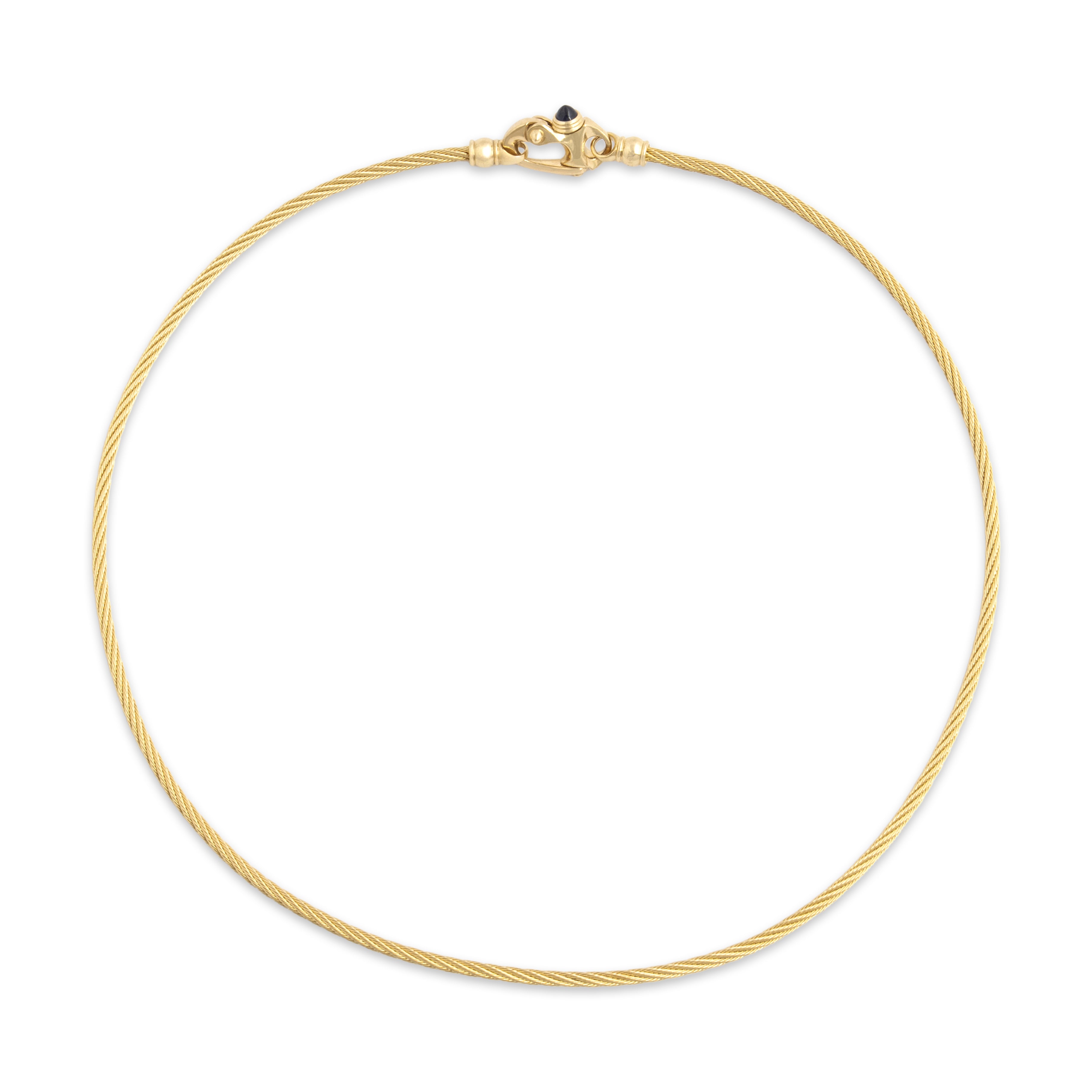 Vintage 14k Yellow Gold Blue Sapphire Superb Cable Collar Necklace - Close-up view
