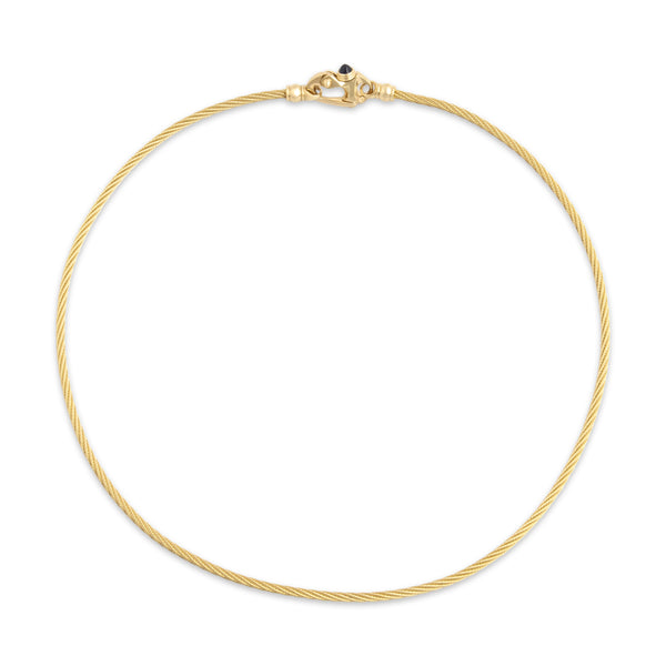 Vintage 14k Yellow Gold Blue Sapphire Superb Cable Collar Necklace 16