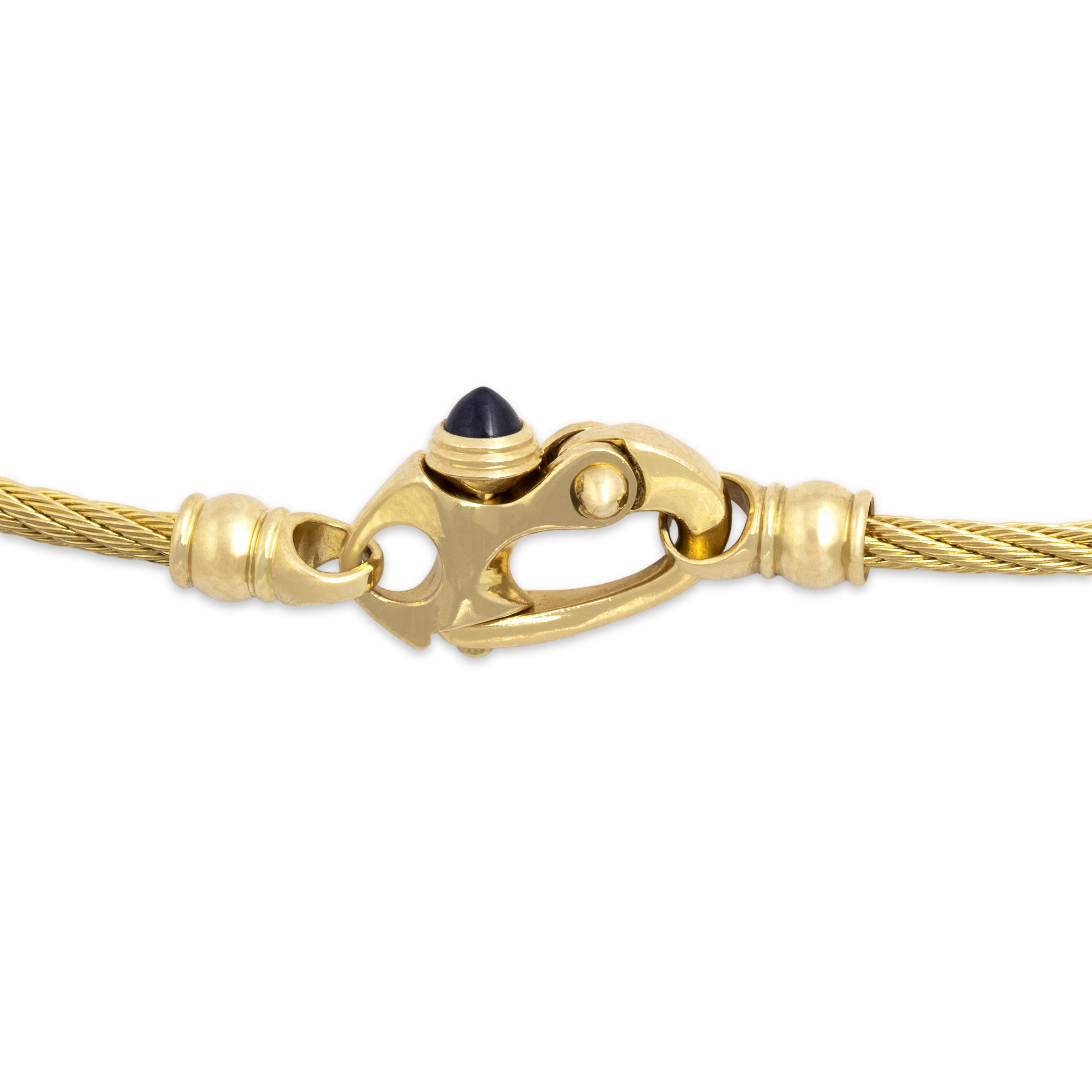 Vintage 14k Yellow Gold Blue Sapphire Superb Cable Collar Necklace - detail view #3