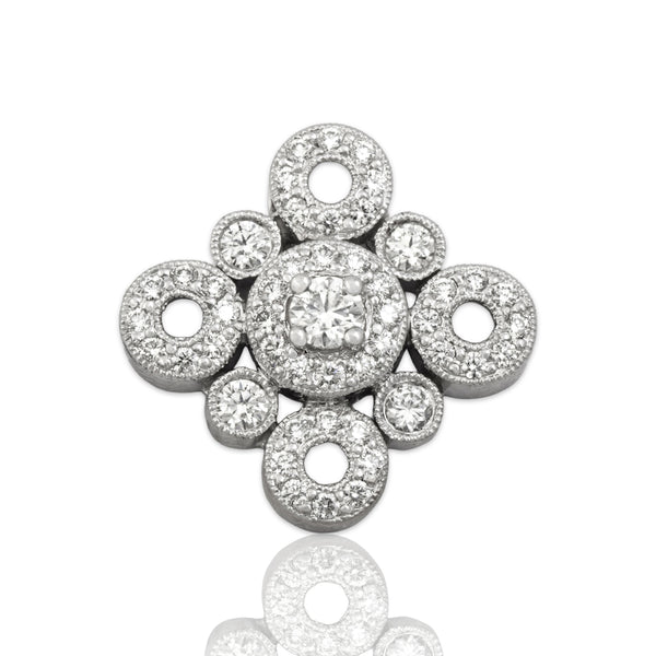 Estate 18k White Gold .35cttw Diamond Elegant Circle Cluster Pavé Pendant
