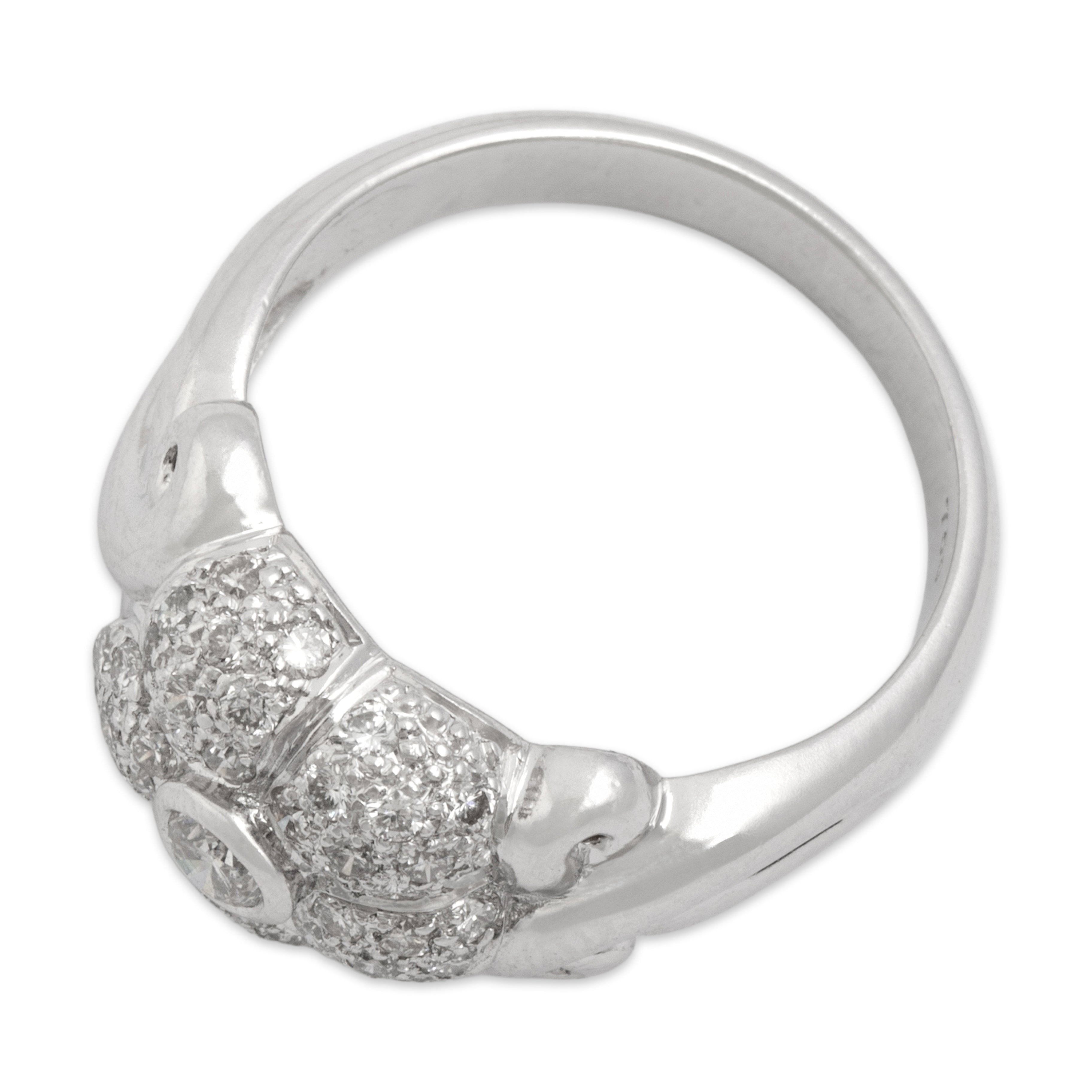 Vintage 18k White Gold Diamond Glittering Flower Ring - Overall view