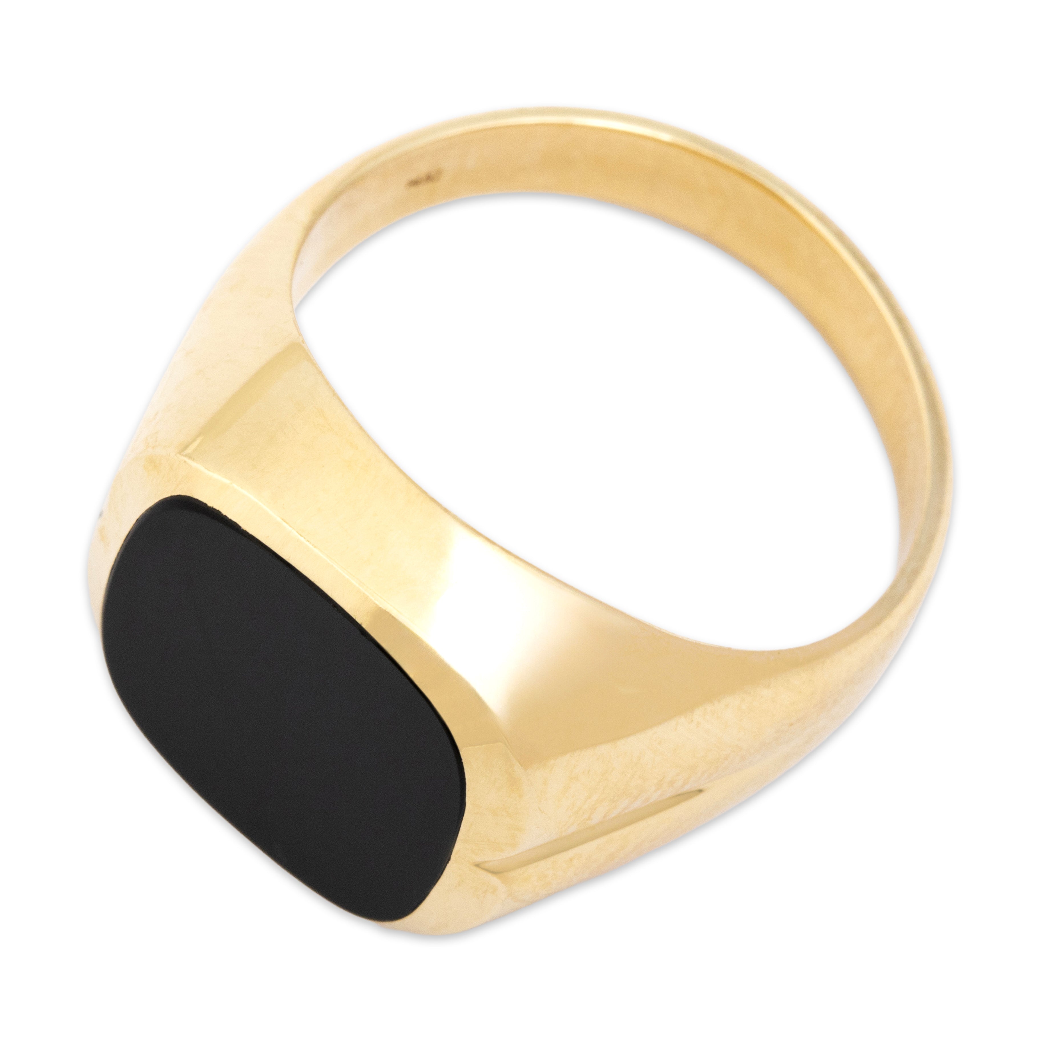 14k Yellow Gold Vintage Onyx Bold Statement Ring - Overall view