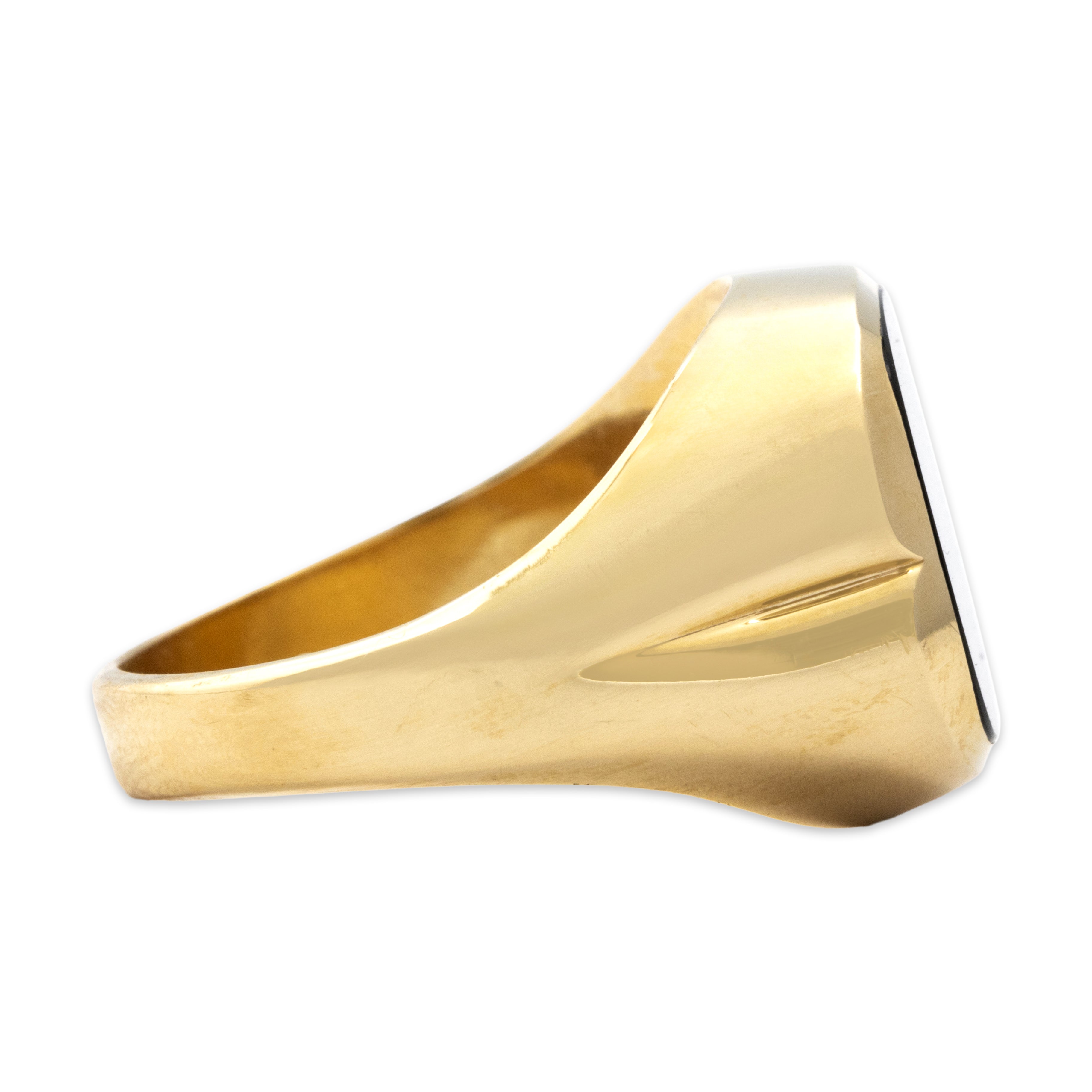 14k Yellow Gold Vintage Onyx Bold Statement Ring - Side view
