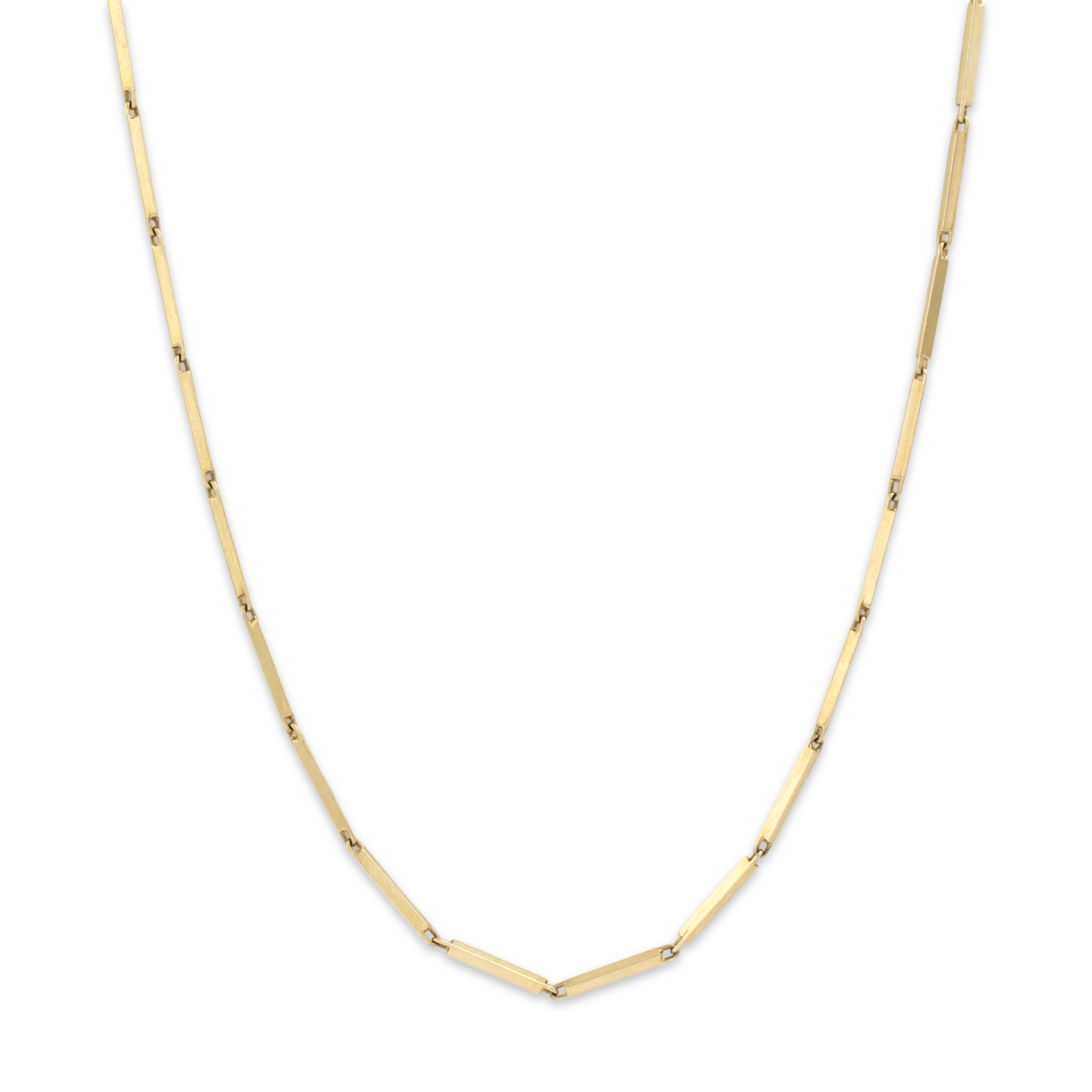 Vintage Italian 14k Yellow Gold Sleek Bar Link Necklace - Close-up view