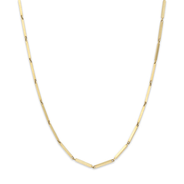 Vintage Italian 14k Yellow Gold Sleek Bar Link Long Necklace 30.5
