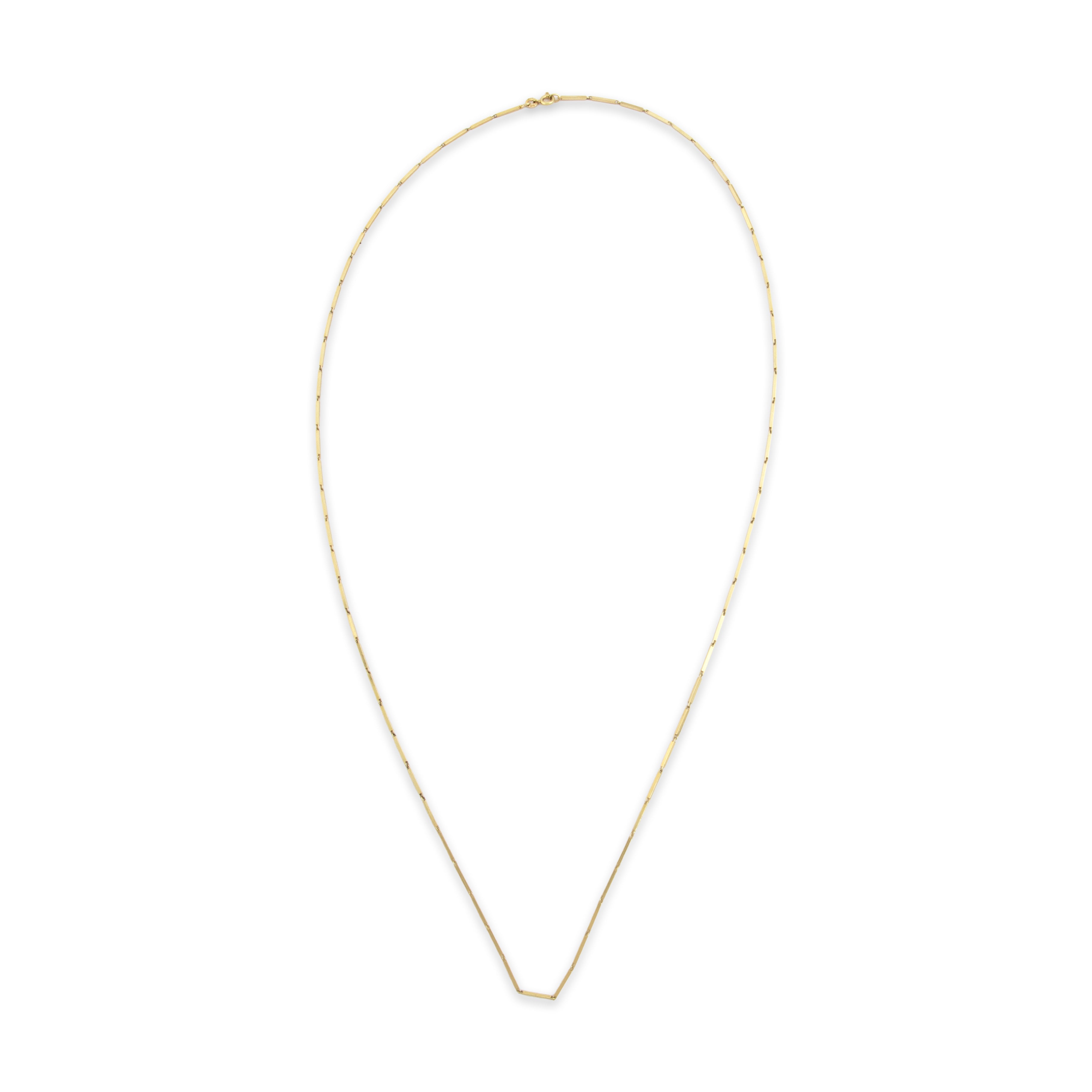 Vintage Italian 14k Yellow Gold Sleek Bar Link Necklace - Overall view