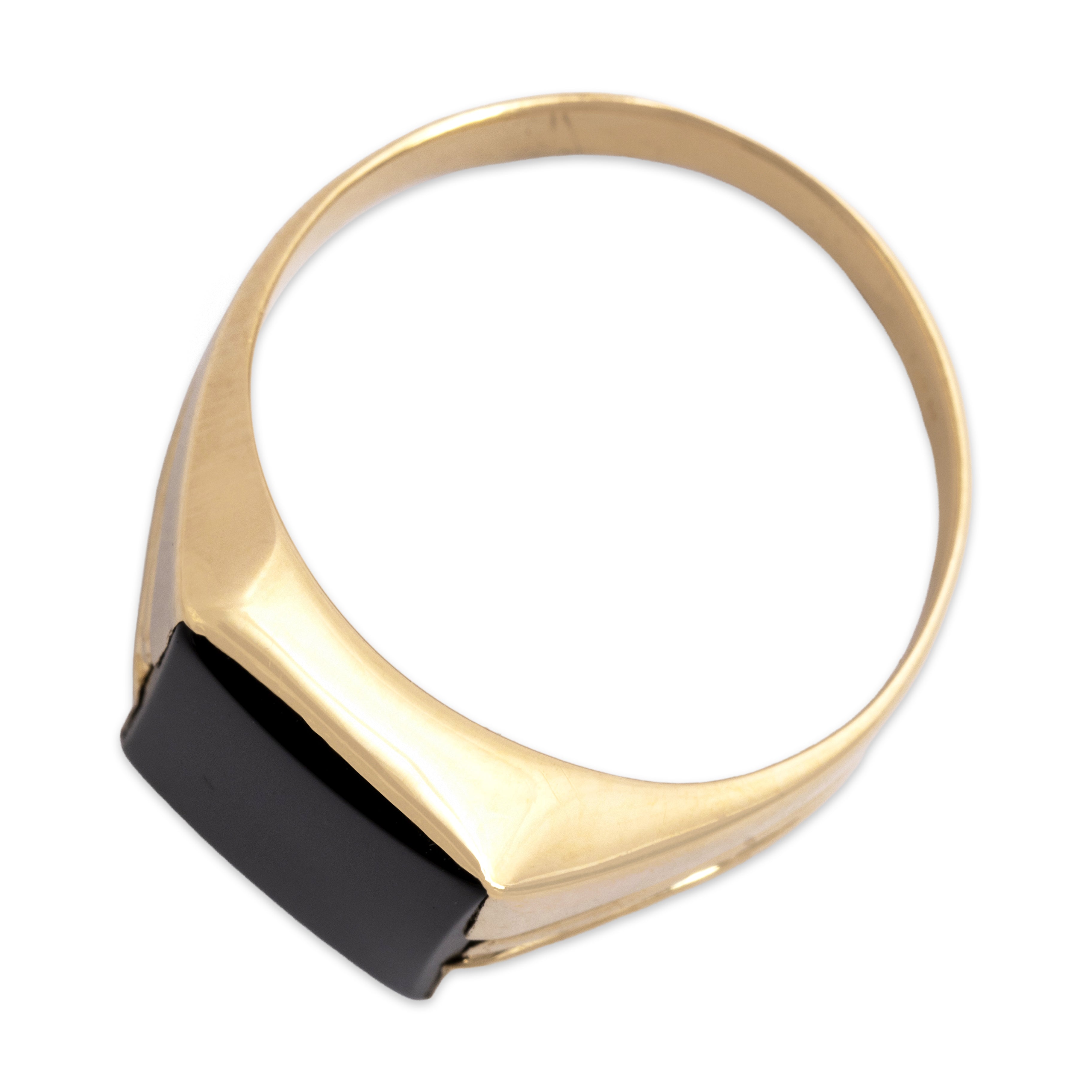 Vintage 14k Yellow Gold Bold Geometric Signet Ring Onyx - Overall view