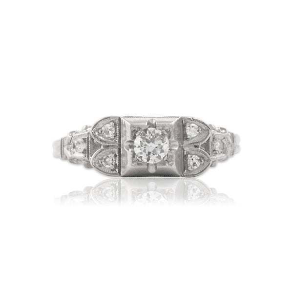 Antique Art Deco Platinum Diamond Stunning Geometric Milgrain Ring 6.00