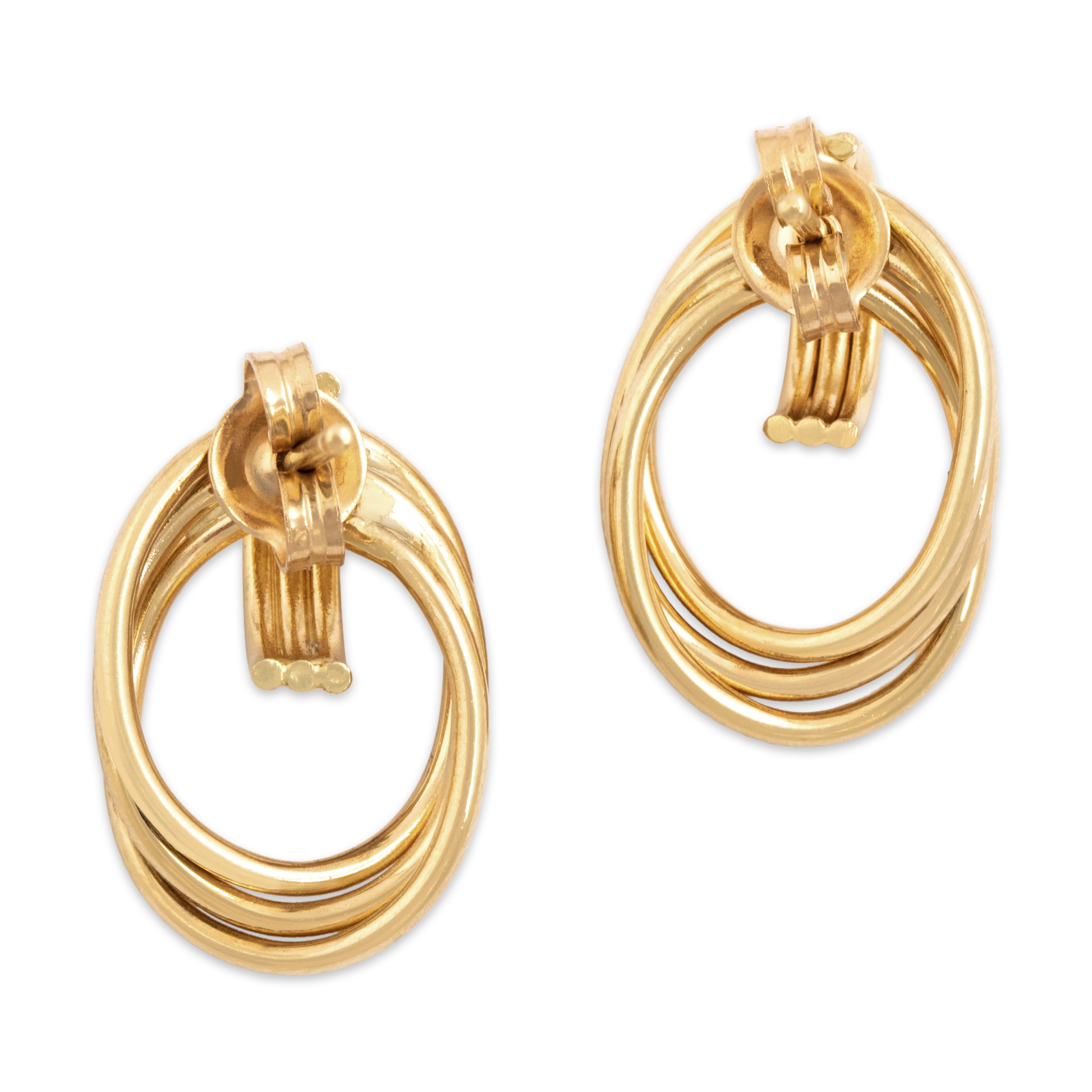 Vintage 18k Yellow Gold Fantastic Roped Door-Knocker Earrings - Back view