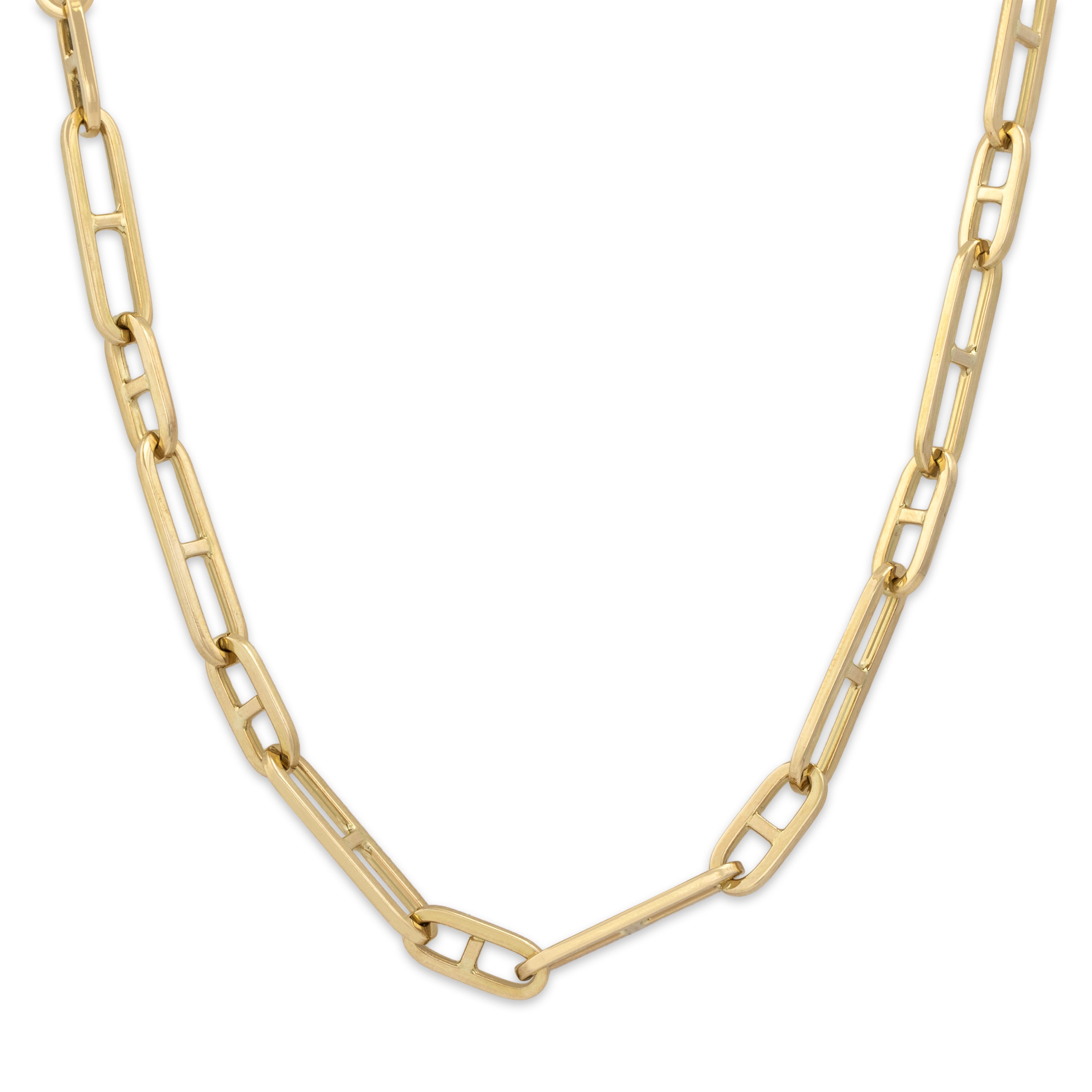 Vintage Italian 14k Yellow Gold Stylized Anchor Chain Necklace - detail view #1