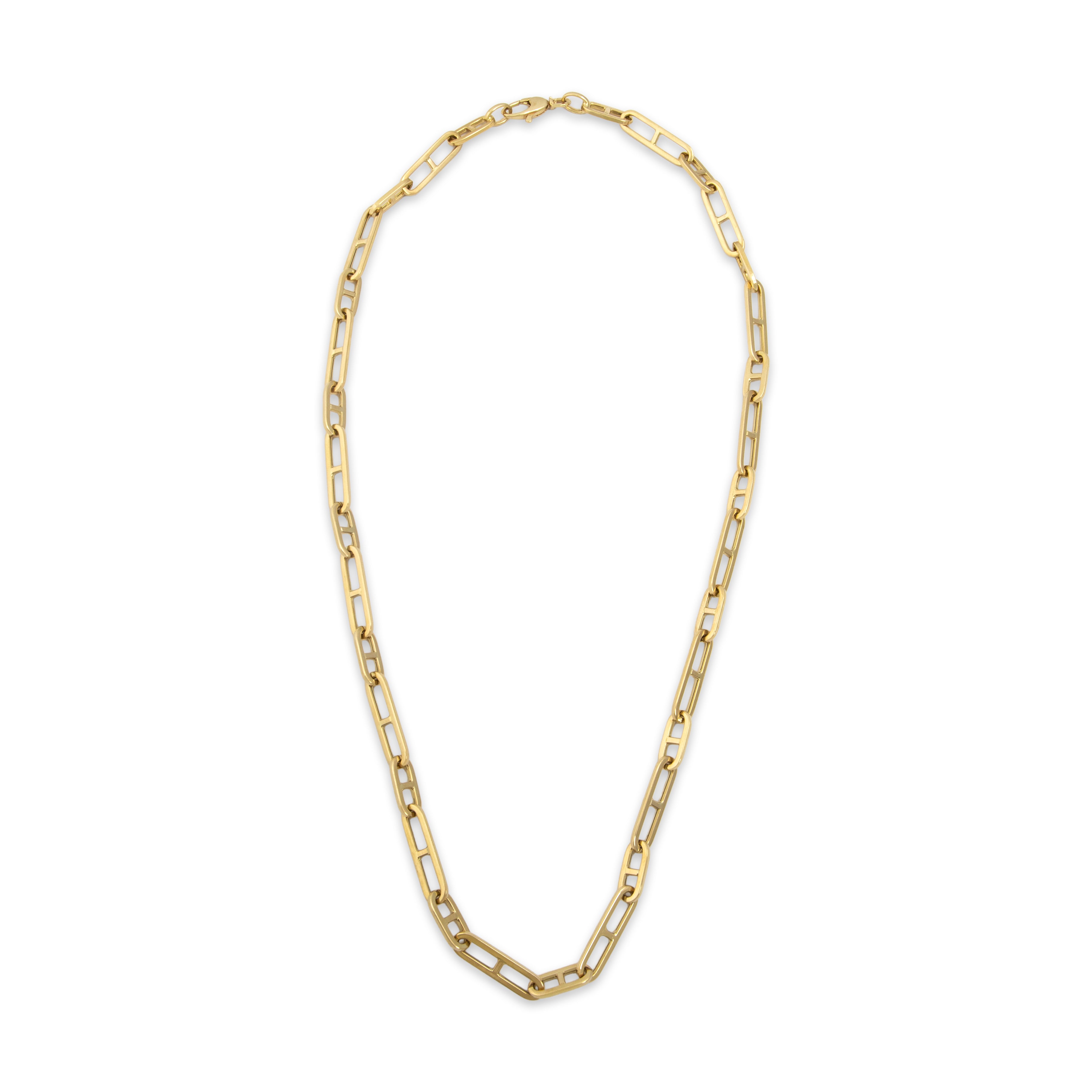 Vintage Italian 14k Yellow Gold Stylized Anchor Chain Necklace - Overall view