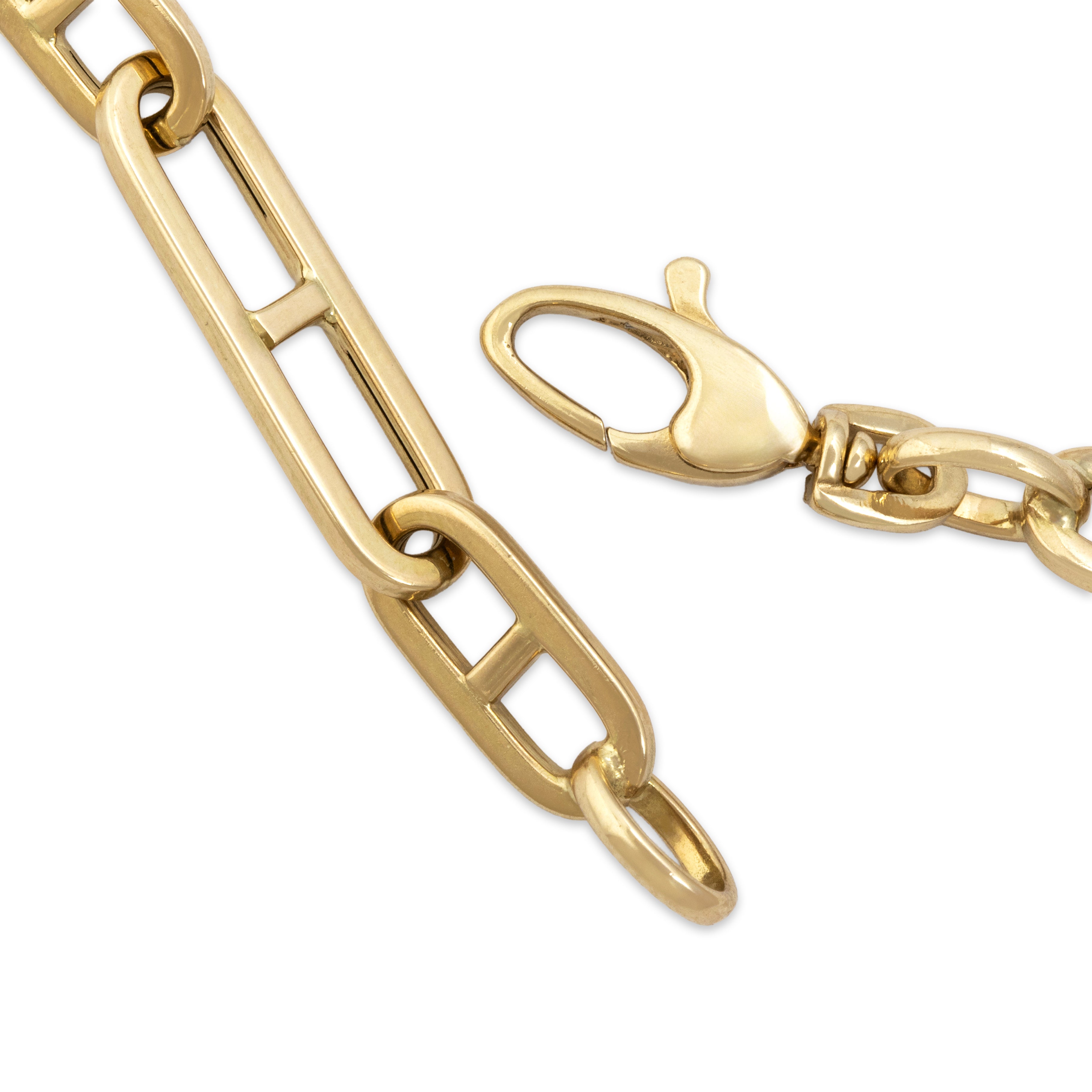 Vintage Italian 14k Yellow Gold Stylized Anchor Chain Necklace - clasp view