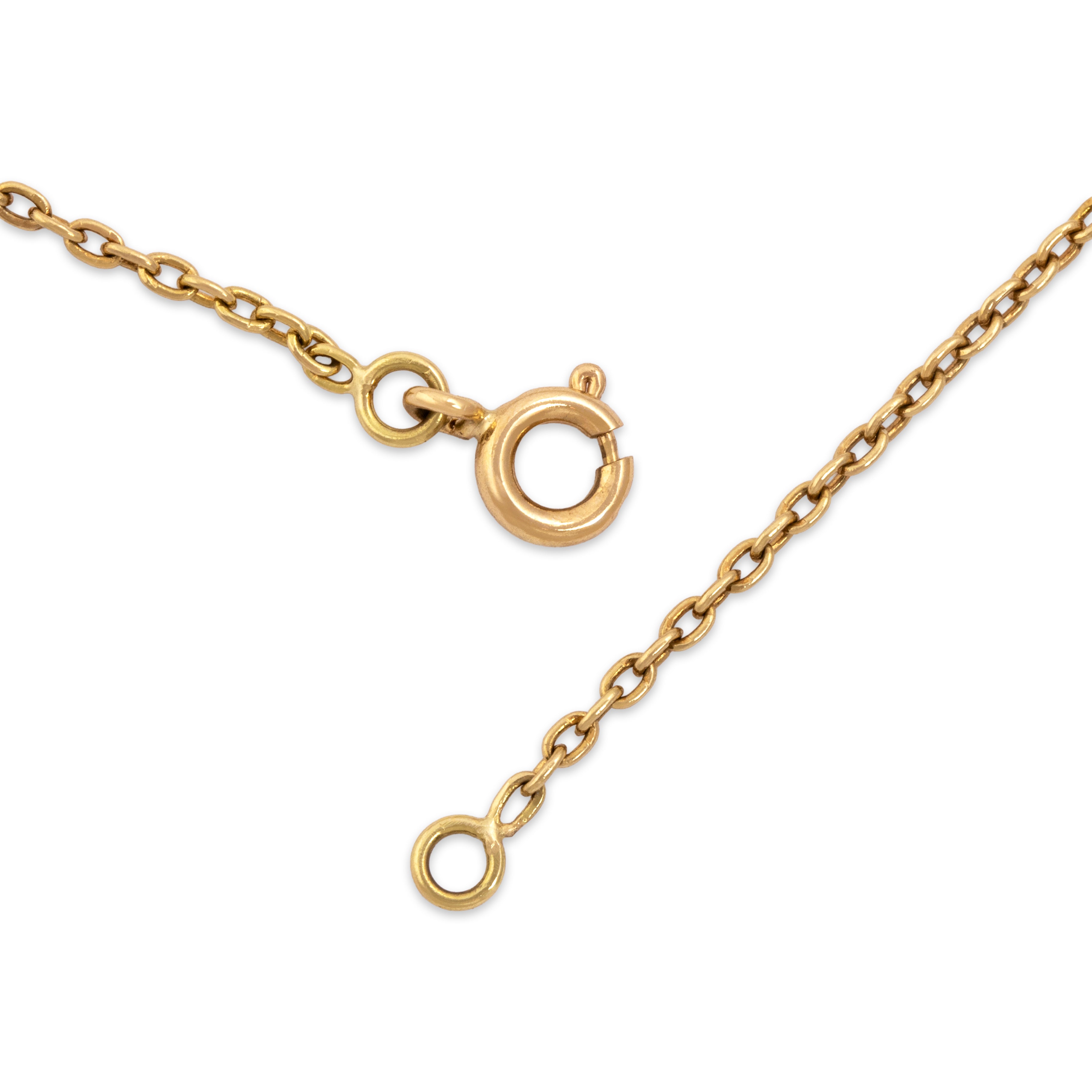Vintage 18k Yellow Gold Classic Cable Link 1.5mm Chain - clasp view