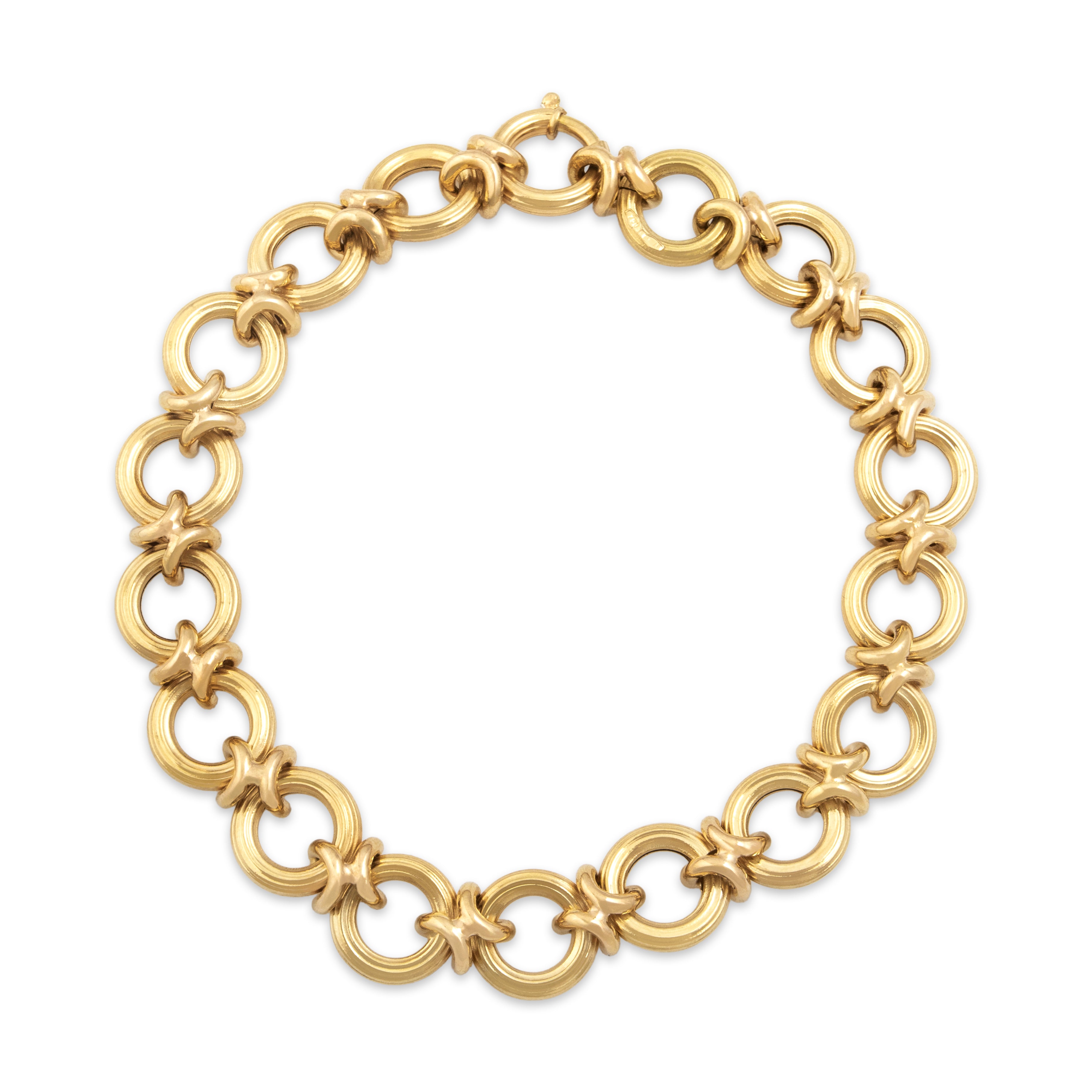 Vintage Lightweight 18k Yellow Gold Circular Link Bracelet - Overall view