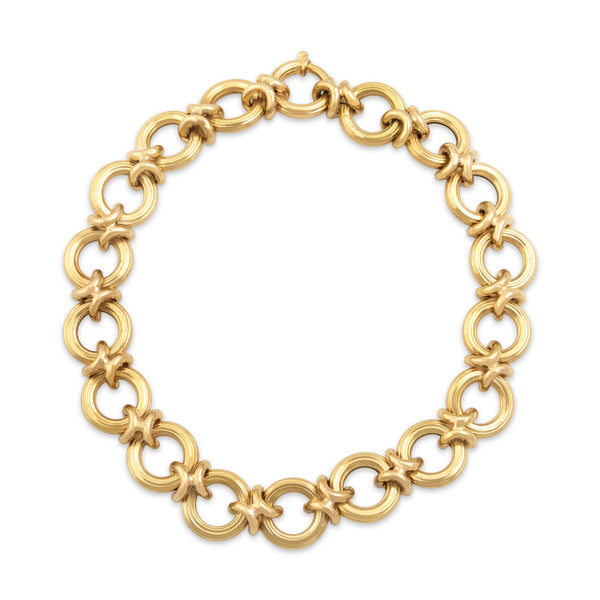 Vintage 18k Yellow Gold Refined Circular Link Bracelet 7
