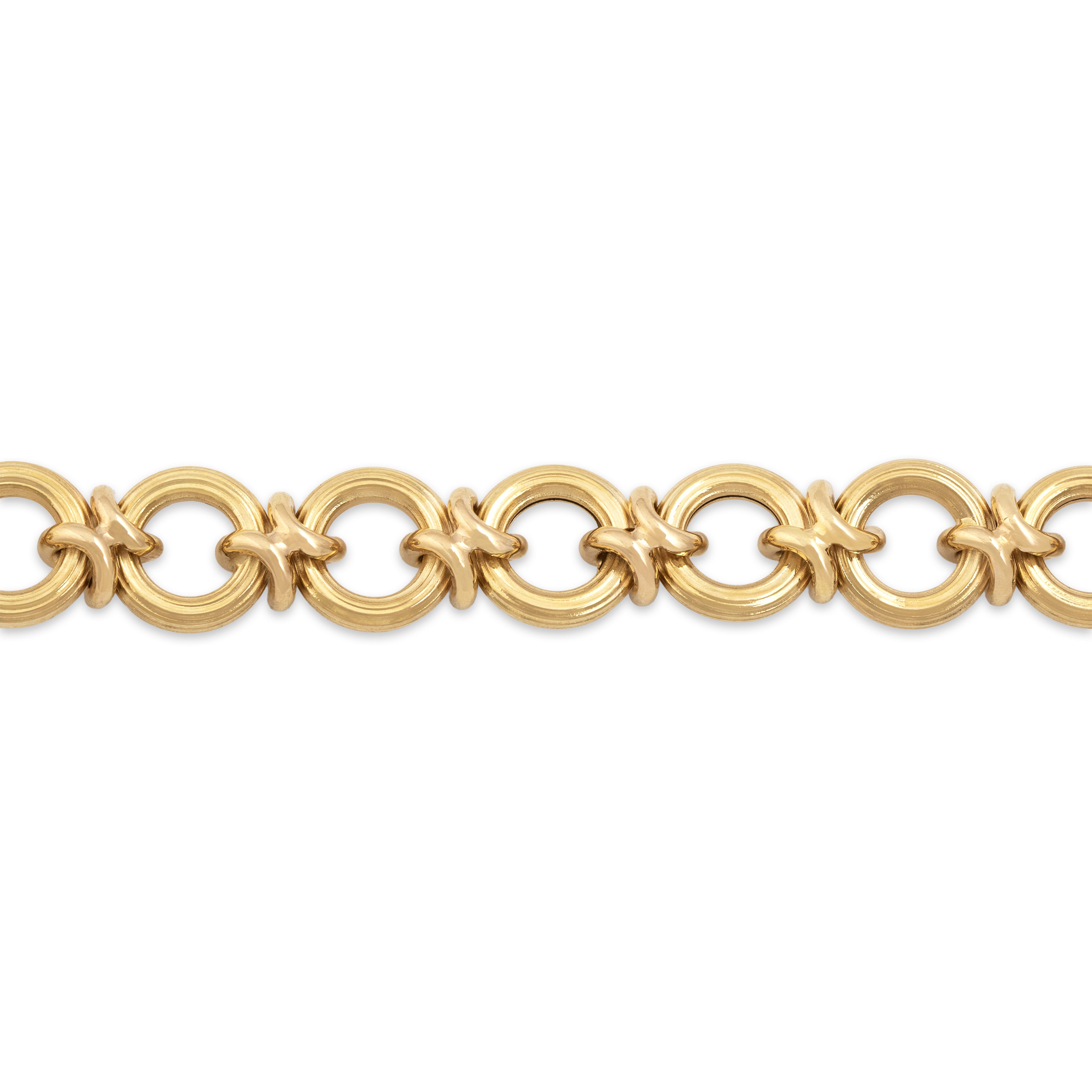 Vintage Lightweight 18k Yellow Gold Circular Link Bracelet - detail view #1
