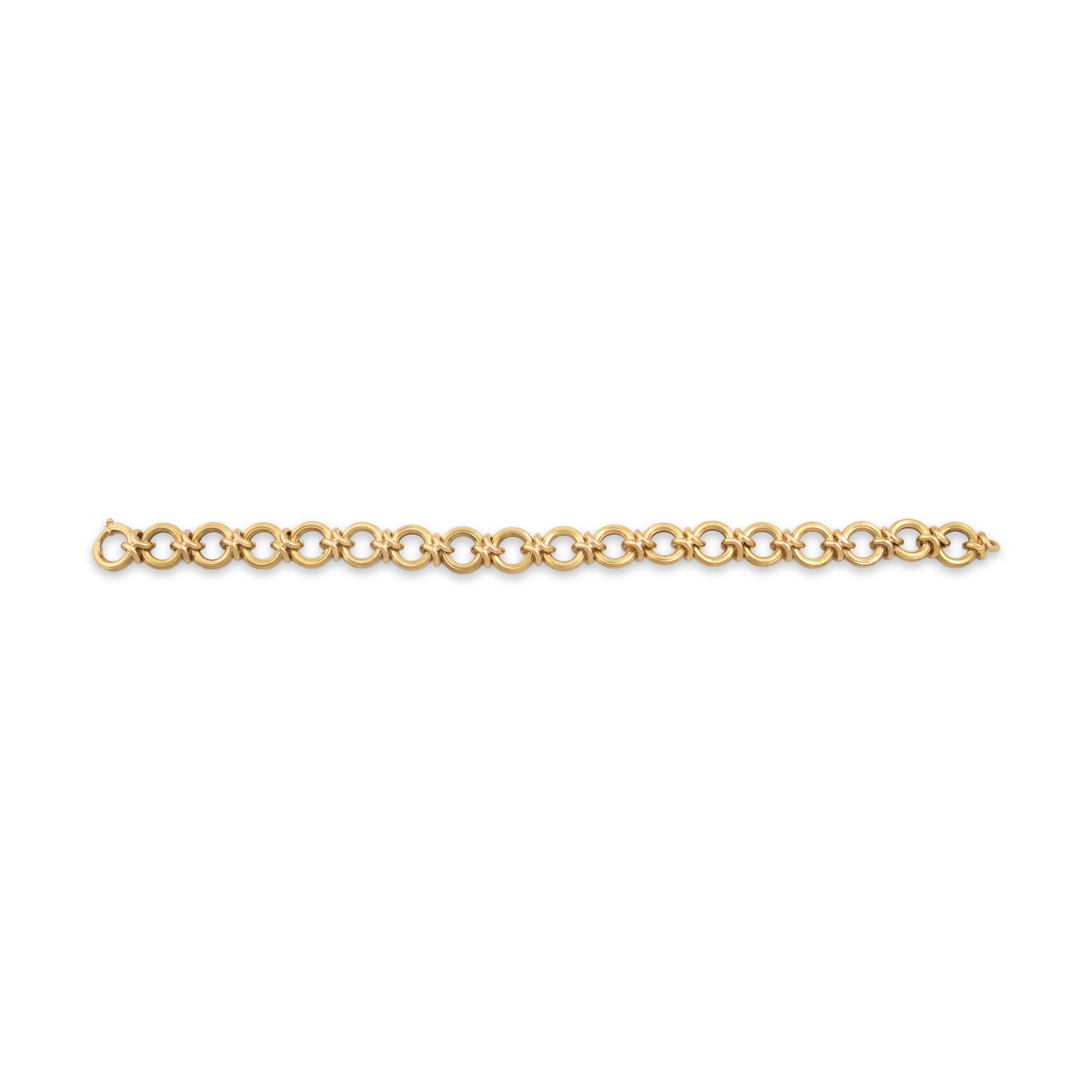 Vintage Lightweight 18k Yellow Gold Circular Link Bracelet - Close-up view