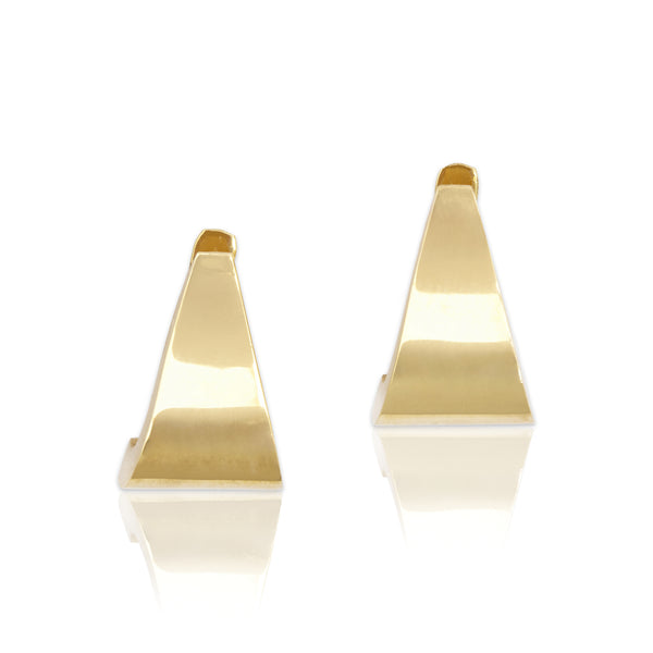 Vintage 18k Yellow Gold Sculptural Huggie Hoop Earrings