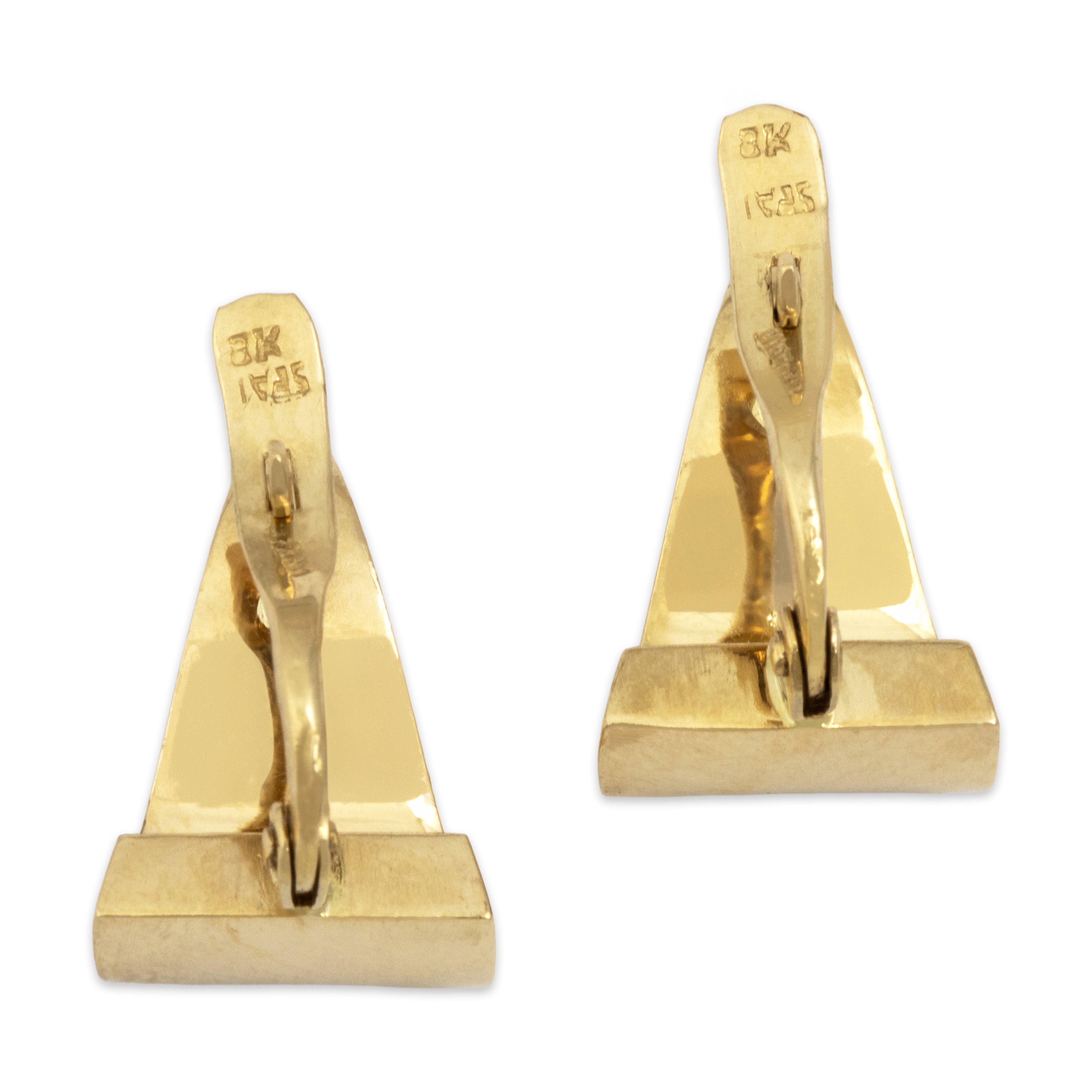 Vintage 18k Yellow Gold Sculptural Huggie Hoop Earrings - Back view