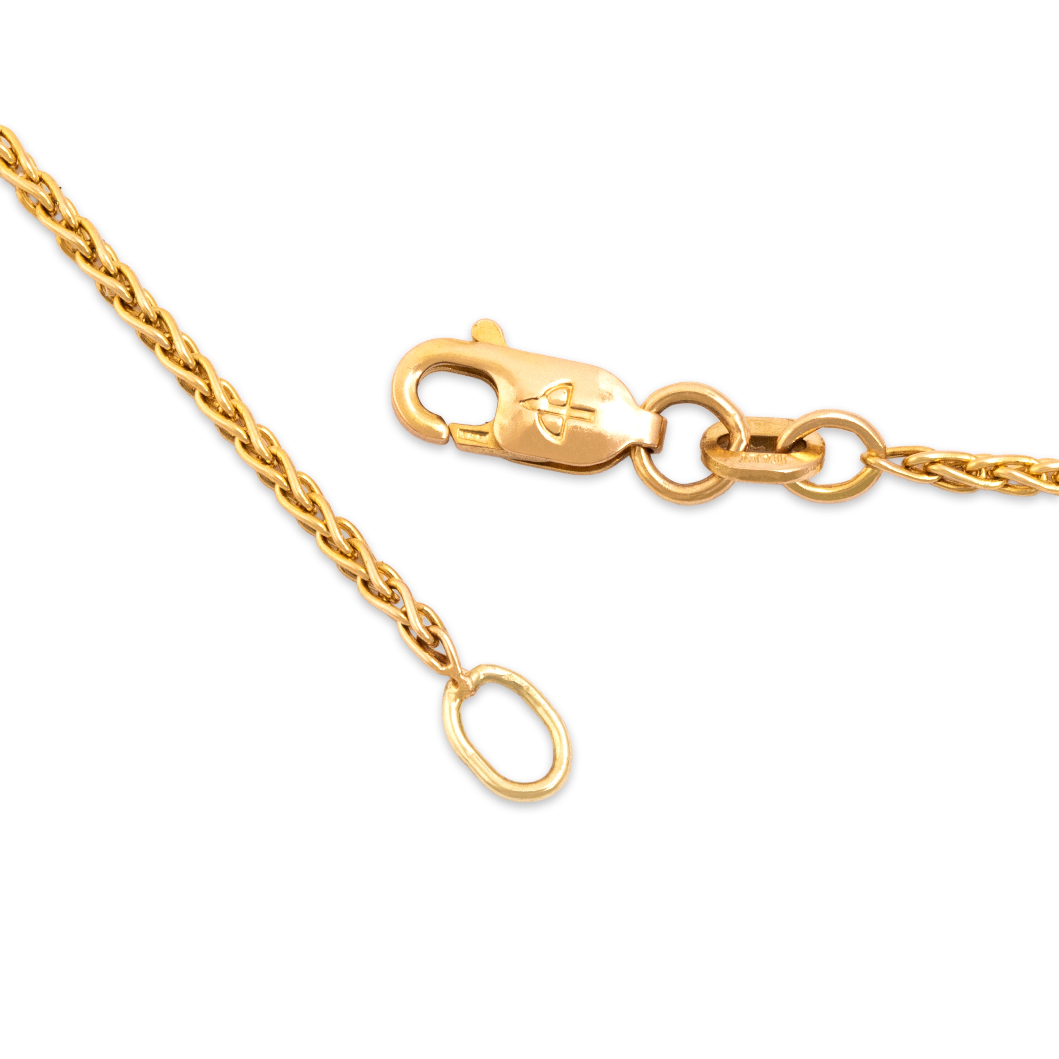 Vintage Italian Substantial 14k Yellow Gold Wonderful Wheat 1.4mm Chain - clasp view