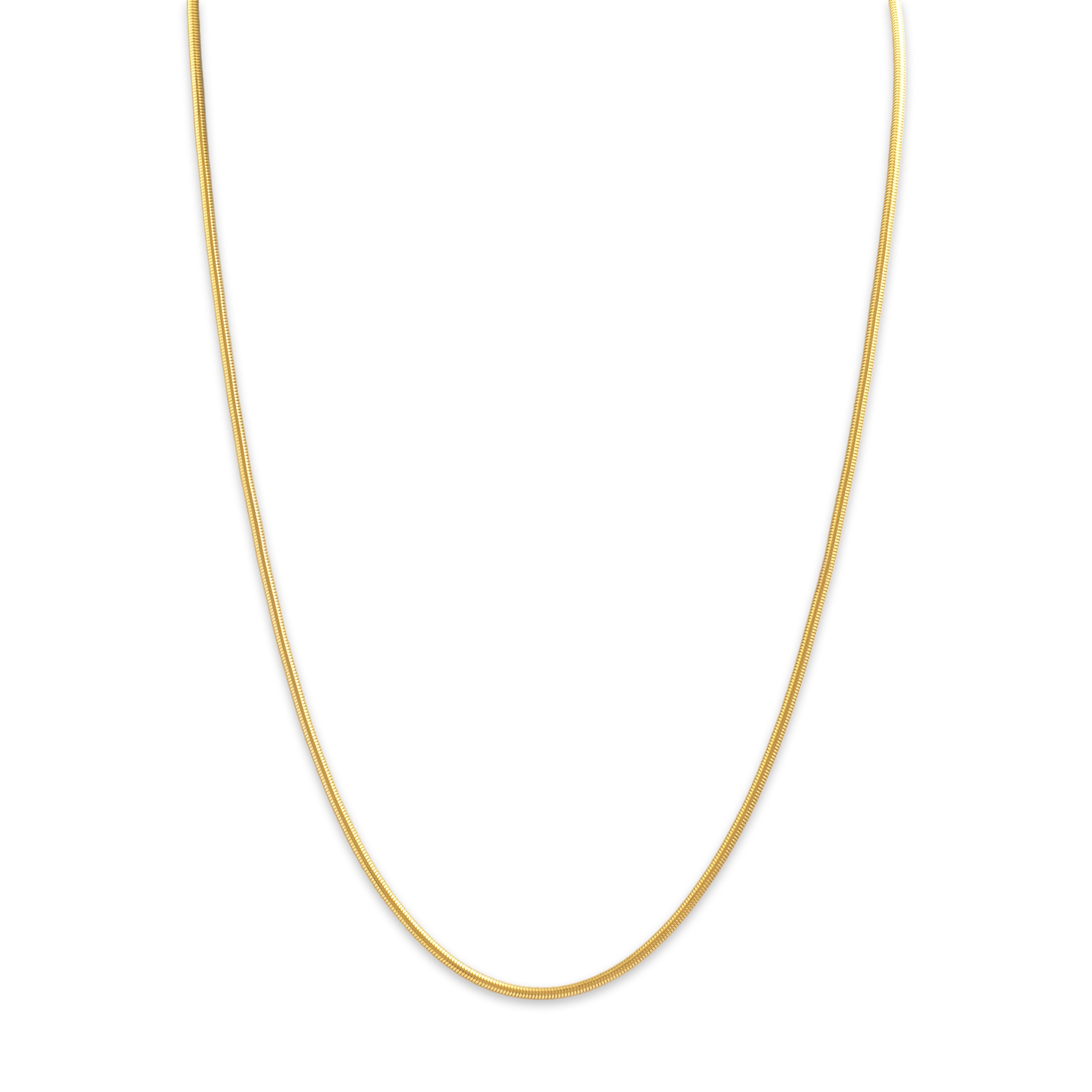 Vintage Italian Substantial 14k Yellow Gold Tubular Snake 1.75mm Chain - Close-up view