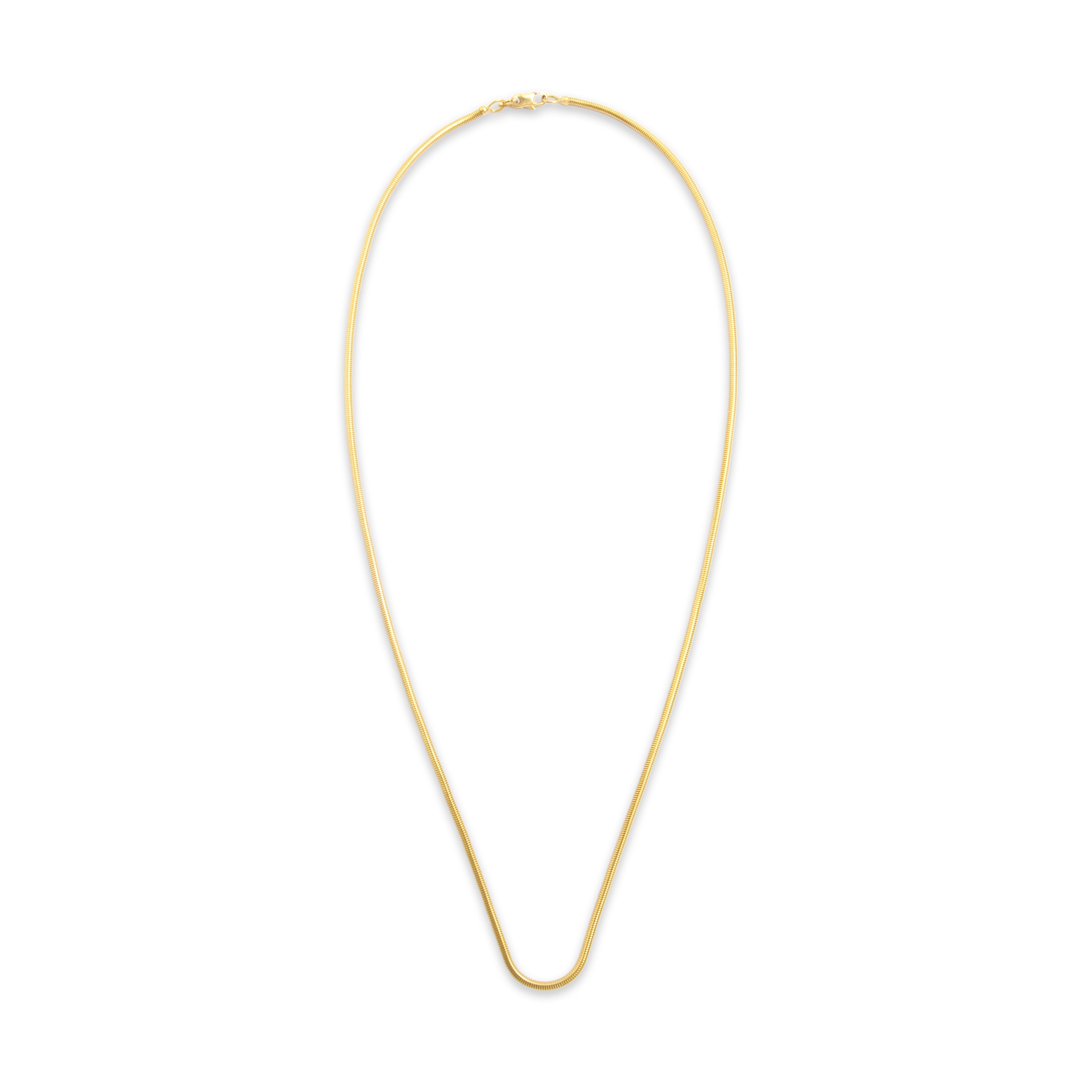 Vintage Italian Substantial 14k Yellow Gold Tubular Snake 1.75mm Chain - Overall view
