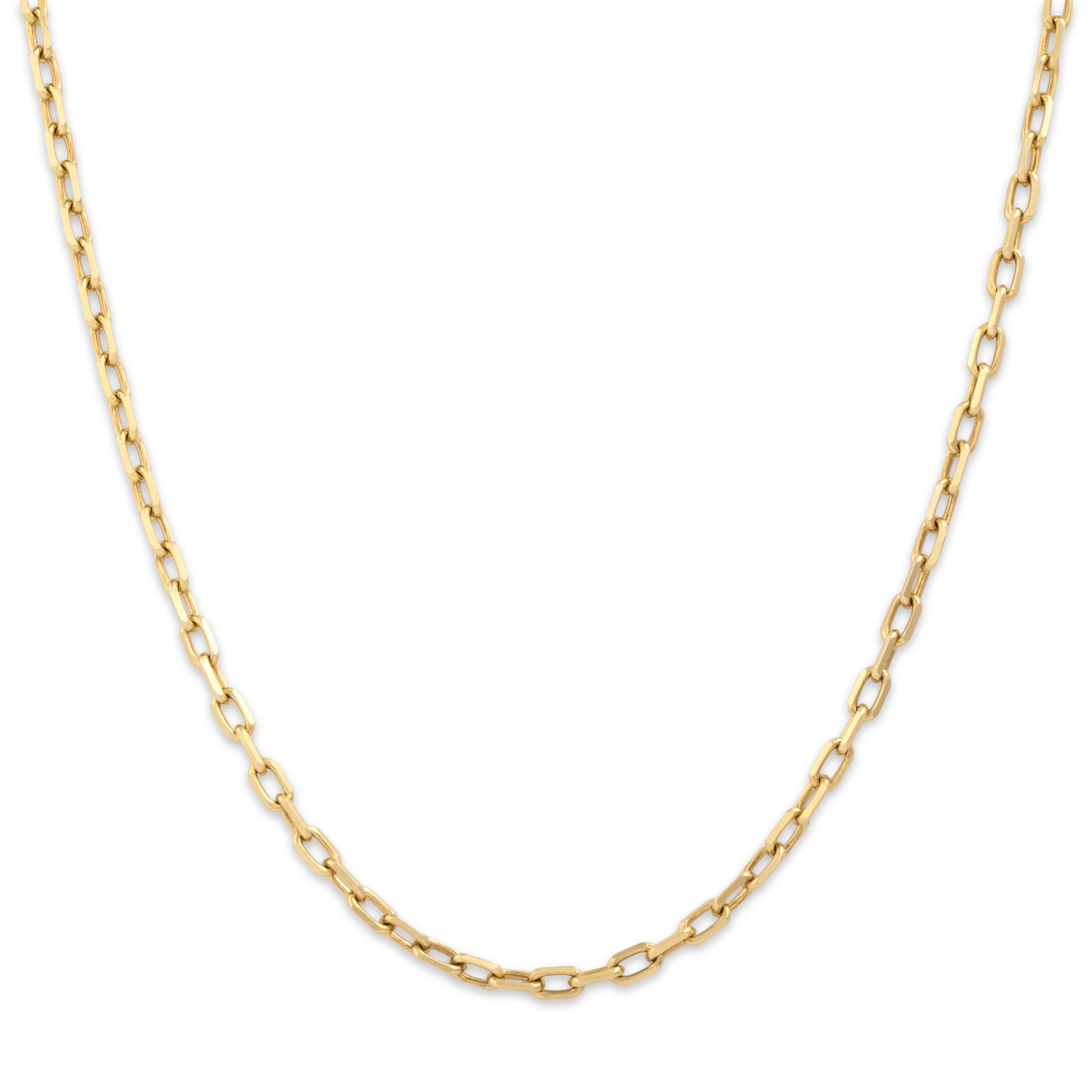 Vintage 14k Yellow Gold Sleek Dimensional Paperclip 2.8mm Chain - Close-up view