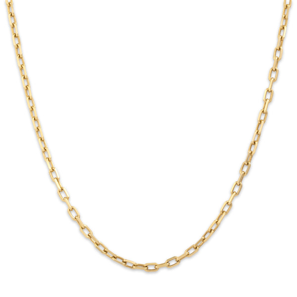 Vintage 14k Yellow Gold Sleek Dimensional Paperclip 2.8mm Chain 19.25