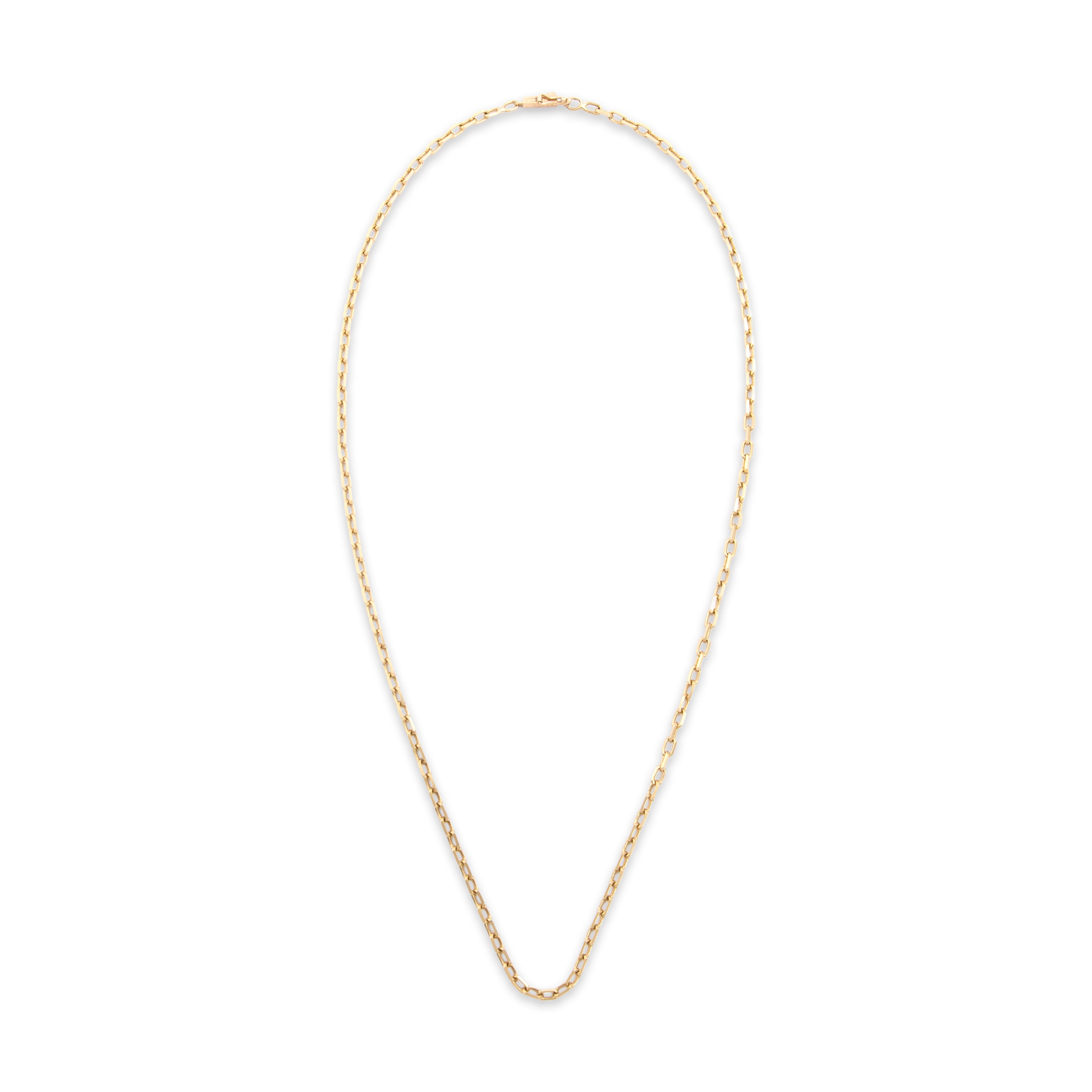Vintage 14k Yellow Gold Sleek Dimensional Paperclip 2.8mm Chain - Overall view