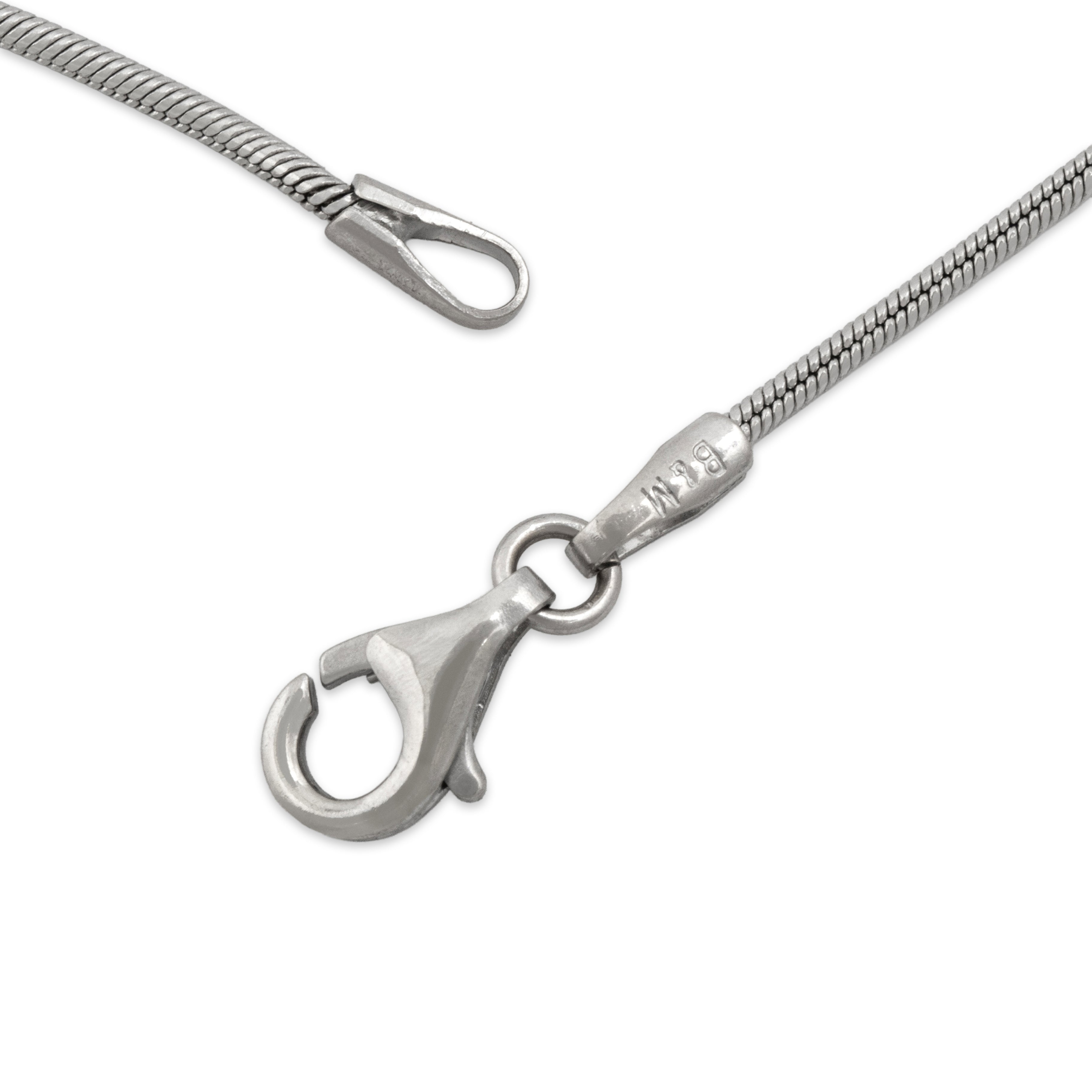 Vintage Italian 14k White Gold Sleek Snake Chain 1.2mm Chain - clasp view