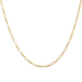 Vintage 14k Yellow Gold Patterned 2mm Elongated Cable Link Chain 18"