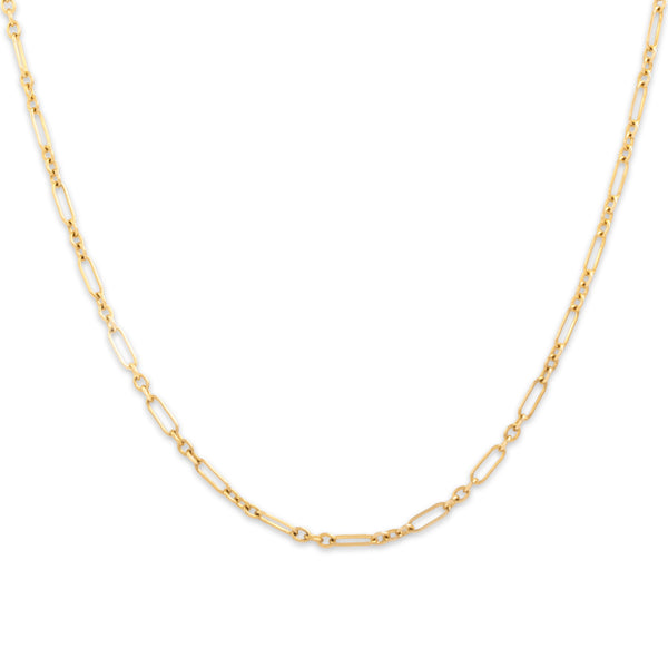 Vintage 14k Yellow Gold Patterned 2mm Elongated Cable Link Chain 18