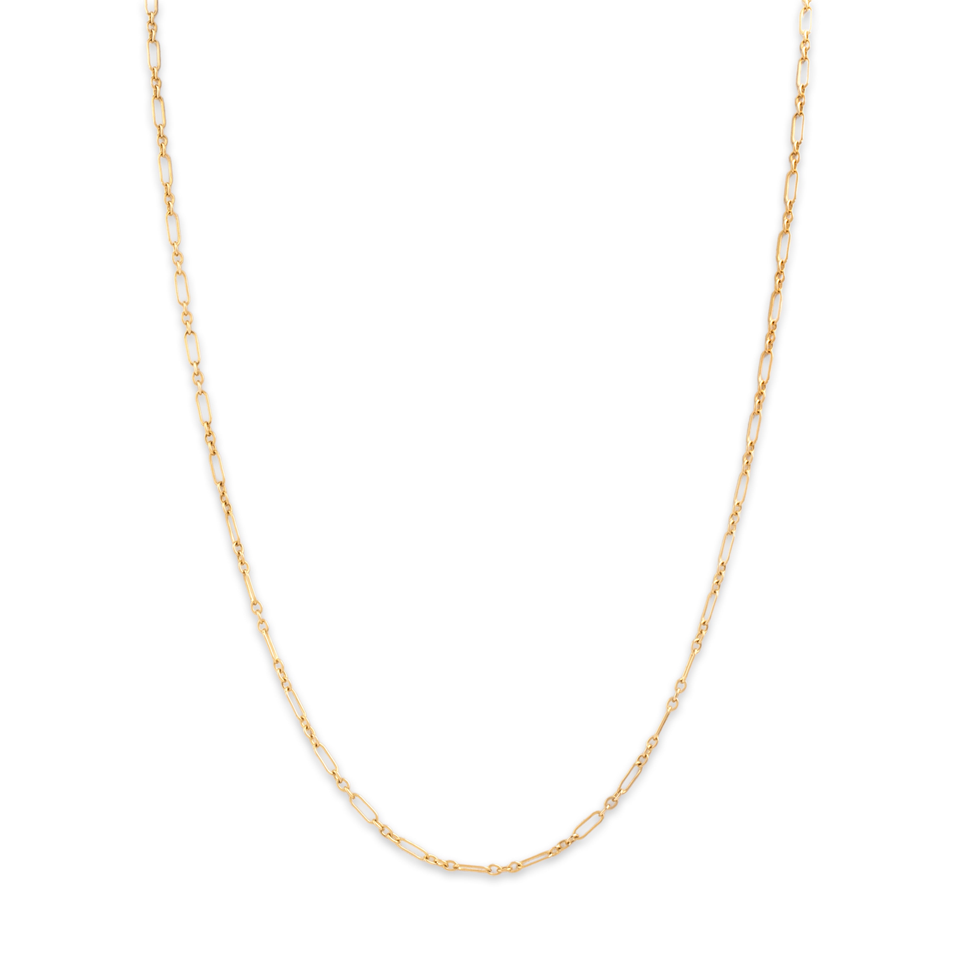 Vintage 14k Yellow Gold Patterned Peanut Chain 1.85mm (At Short Link), 2.05mm (At Long Link) Chain - detail view #1