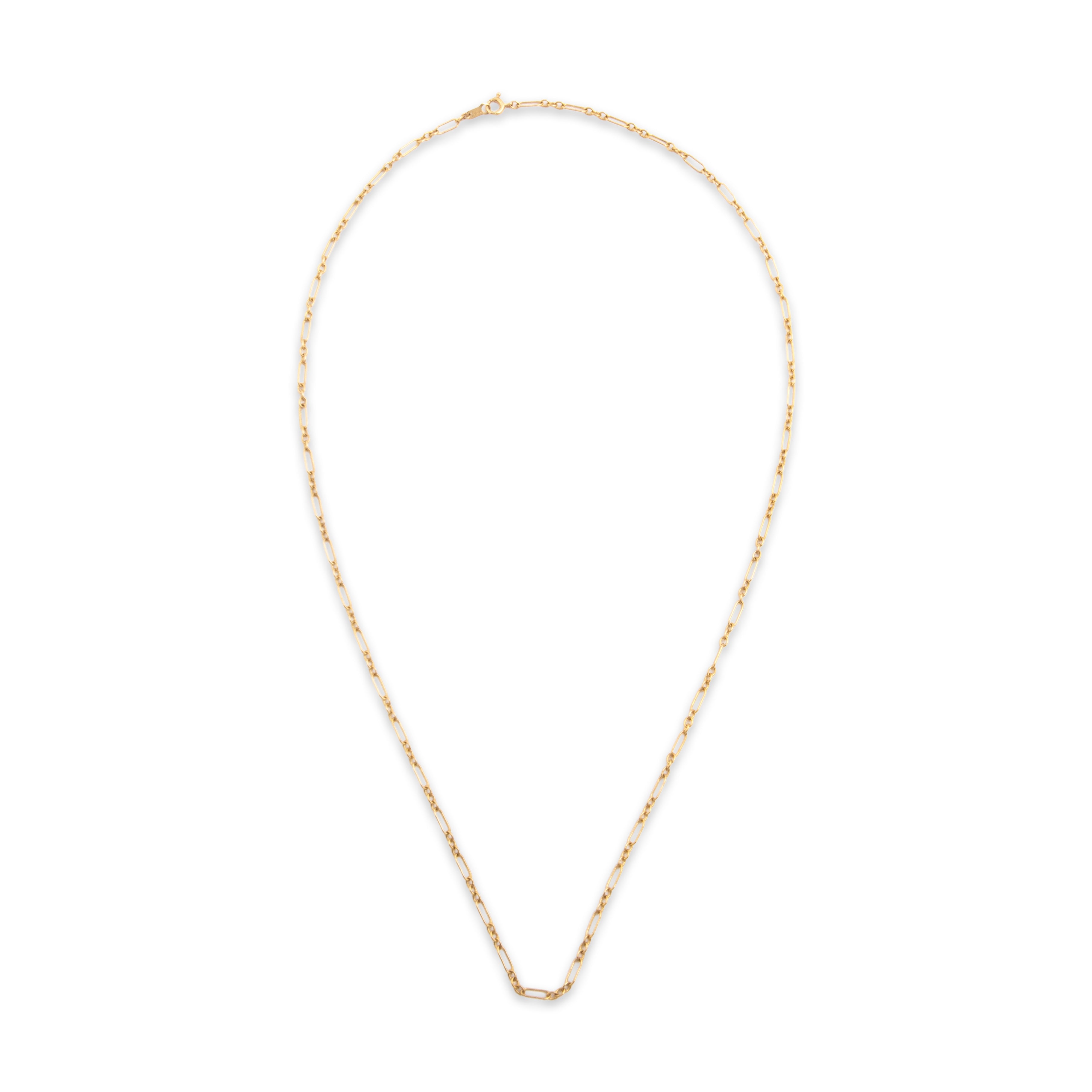 Vintage 14k Yellow Gold Patterned Peanut Chain 1.85mm (At Short Link), 2.05mm (At Long Link) Chain - Overall view
