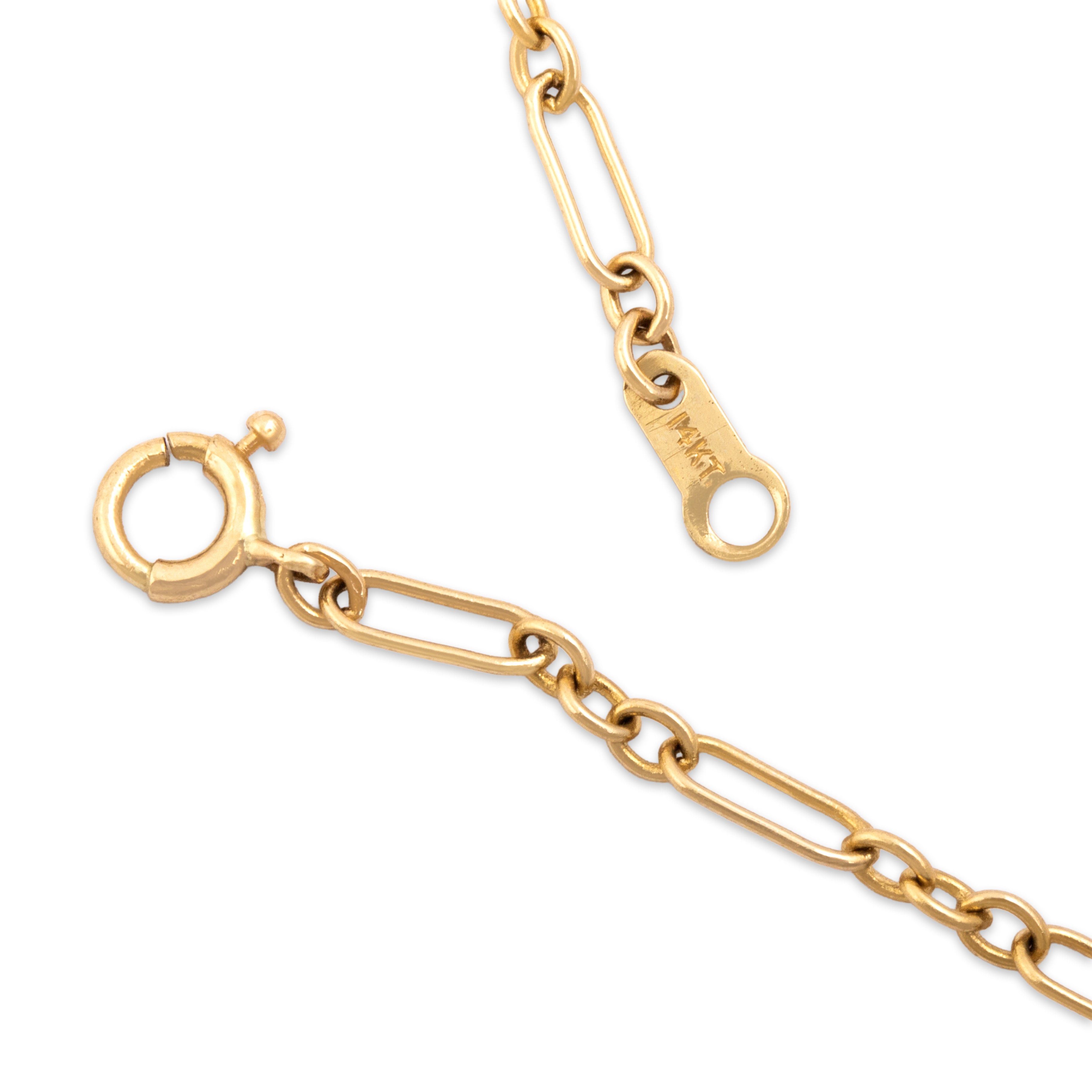 Vintage 14k Yellow Gold Patterned Peanut Chain 1.85mm (At Short Link), 2.05mm (At Long Link) Chain - clasp view
