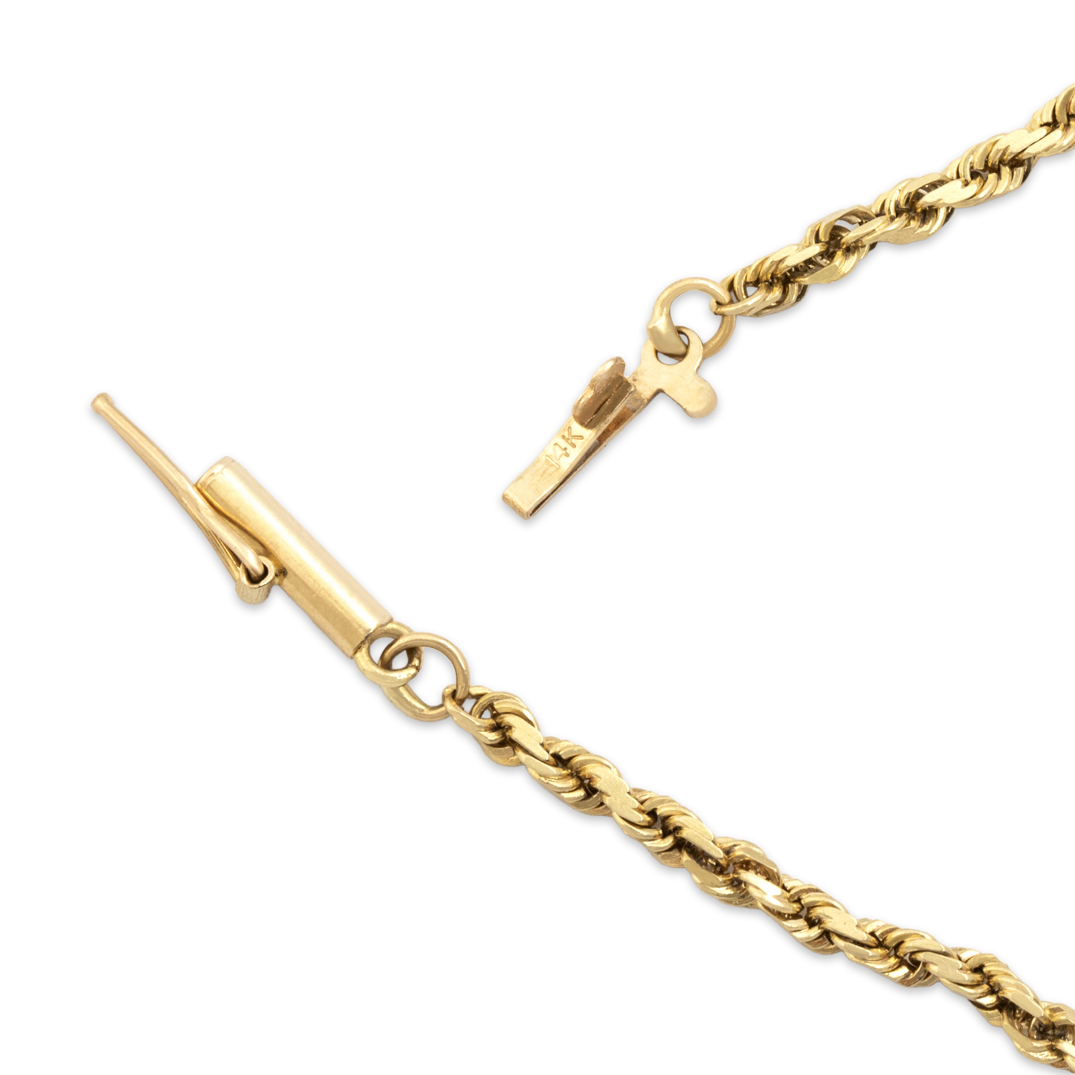 Vintage 14k Yellow Gold Sleek Twisted Rope Bracelet - clasp view