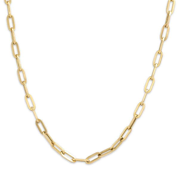 Vintage 14k Yellow Gold Gleaming 3.4mm Paperclip Link Chain 26