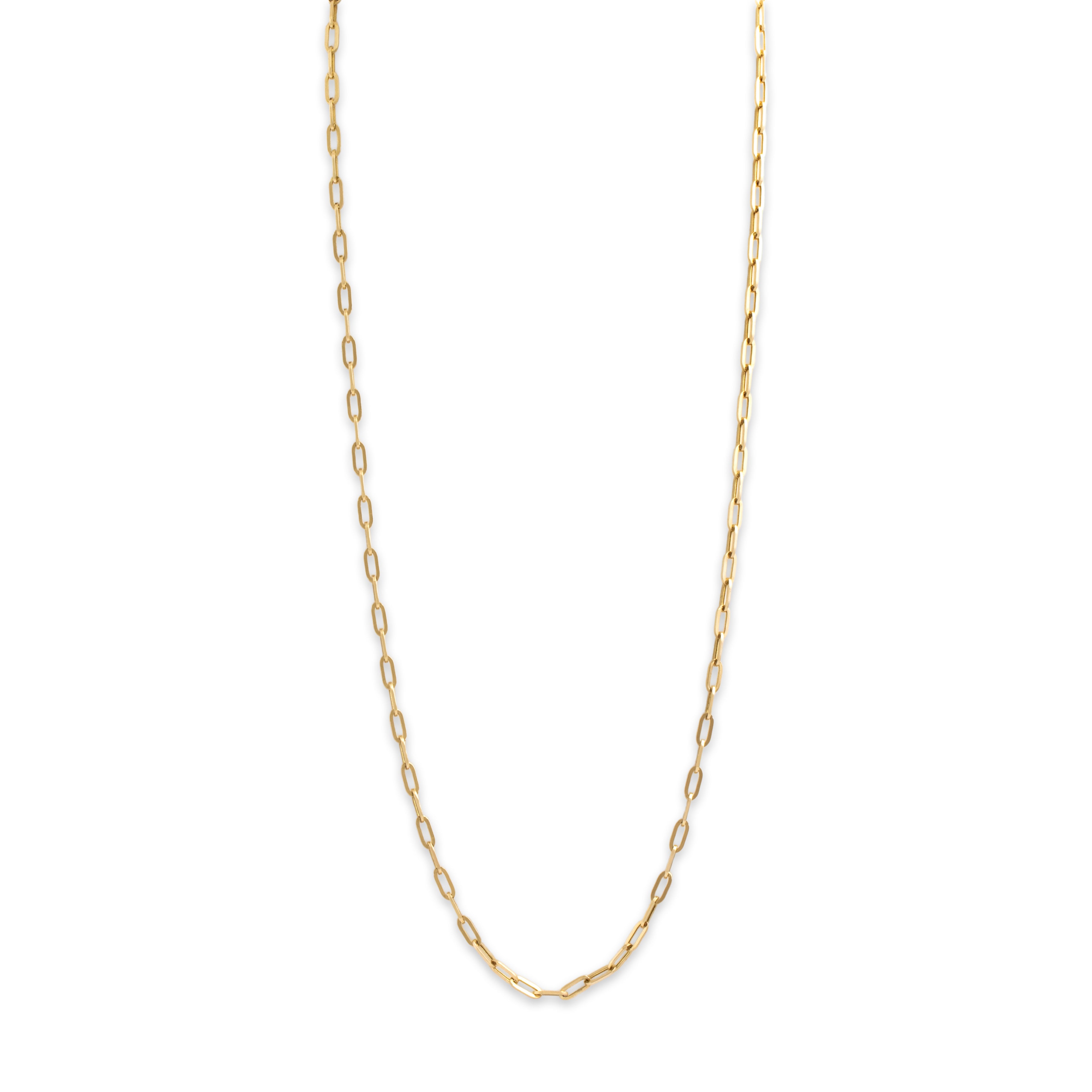 Vintage 14k Yellow Gold Gleaming Paperclip Link 3.4mm Chain - Close-up view