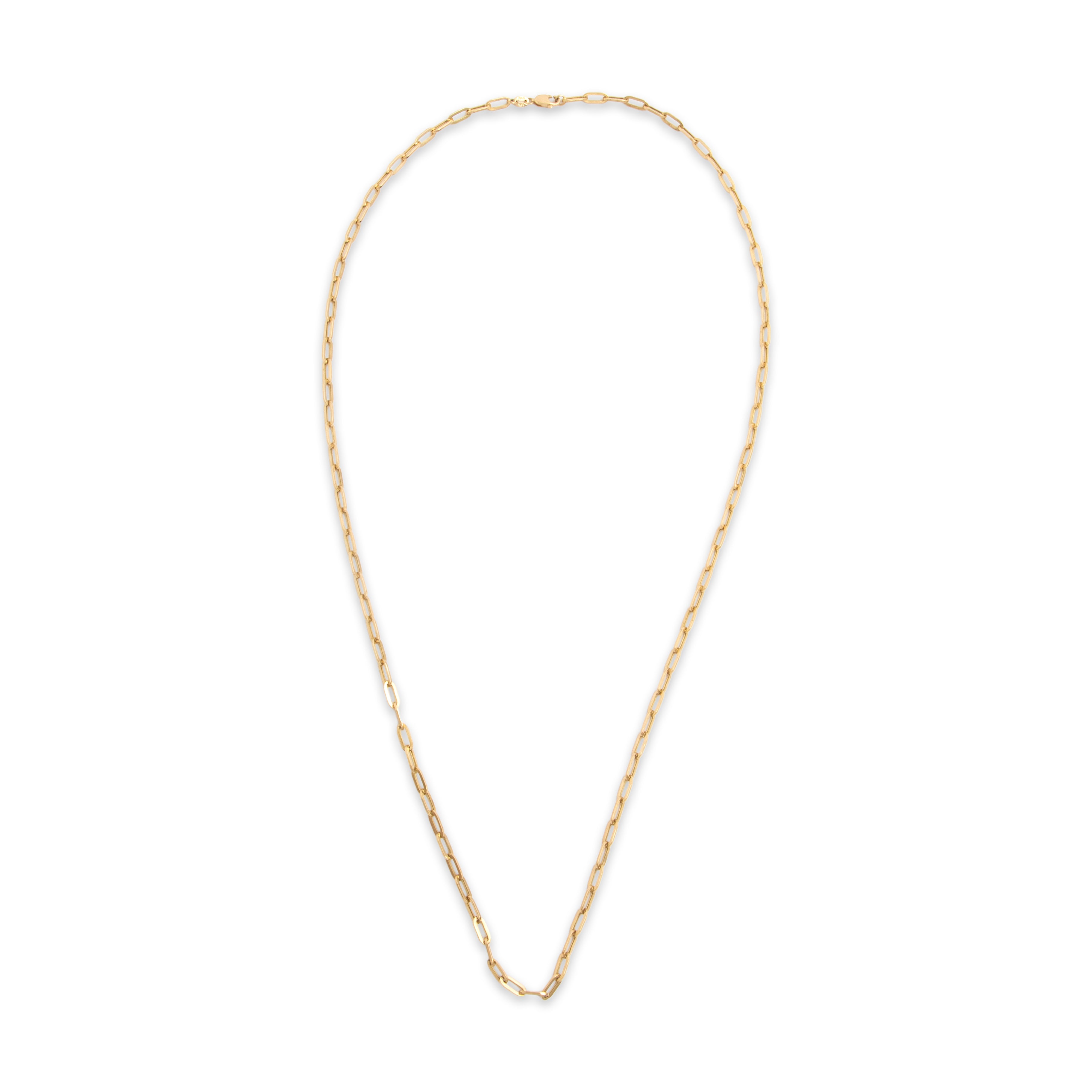 Vintage 14k Yellow Gold Gleaming Paperclip Link 3.4mm Chain - Overall view