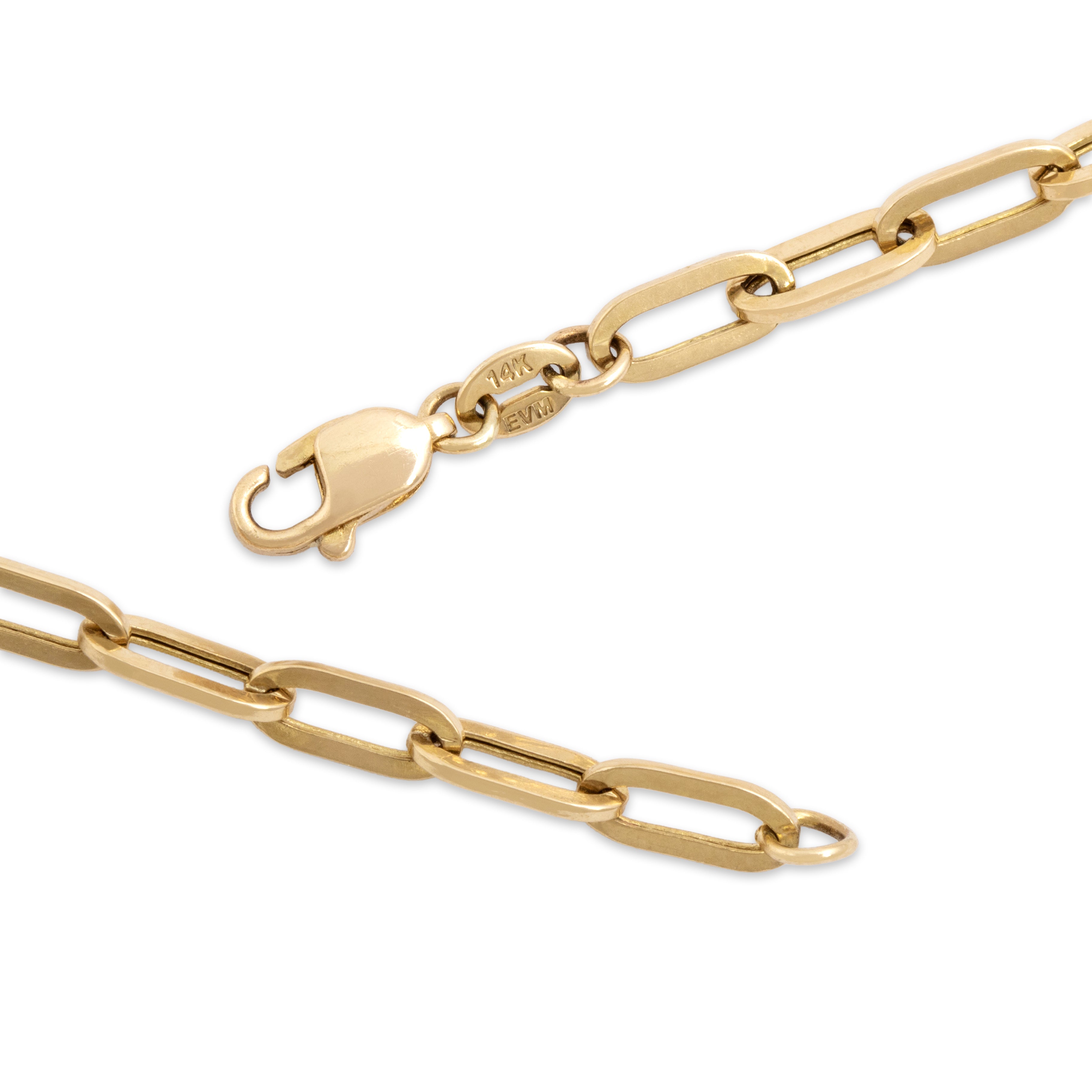 Vintage 14k Yellow Gold Gleaming Paperclip Link 3.4mm Chain - clasp view